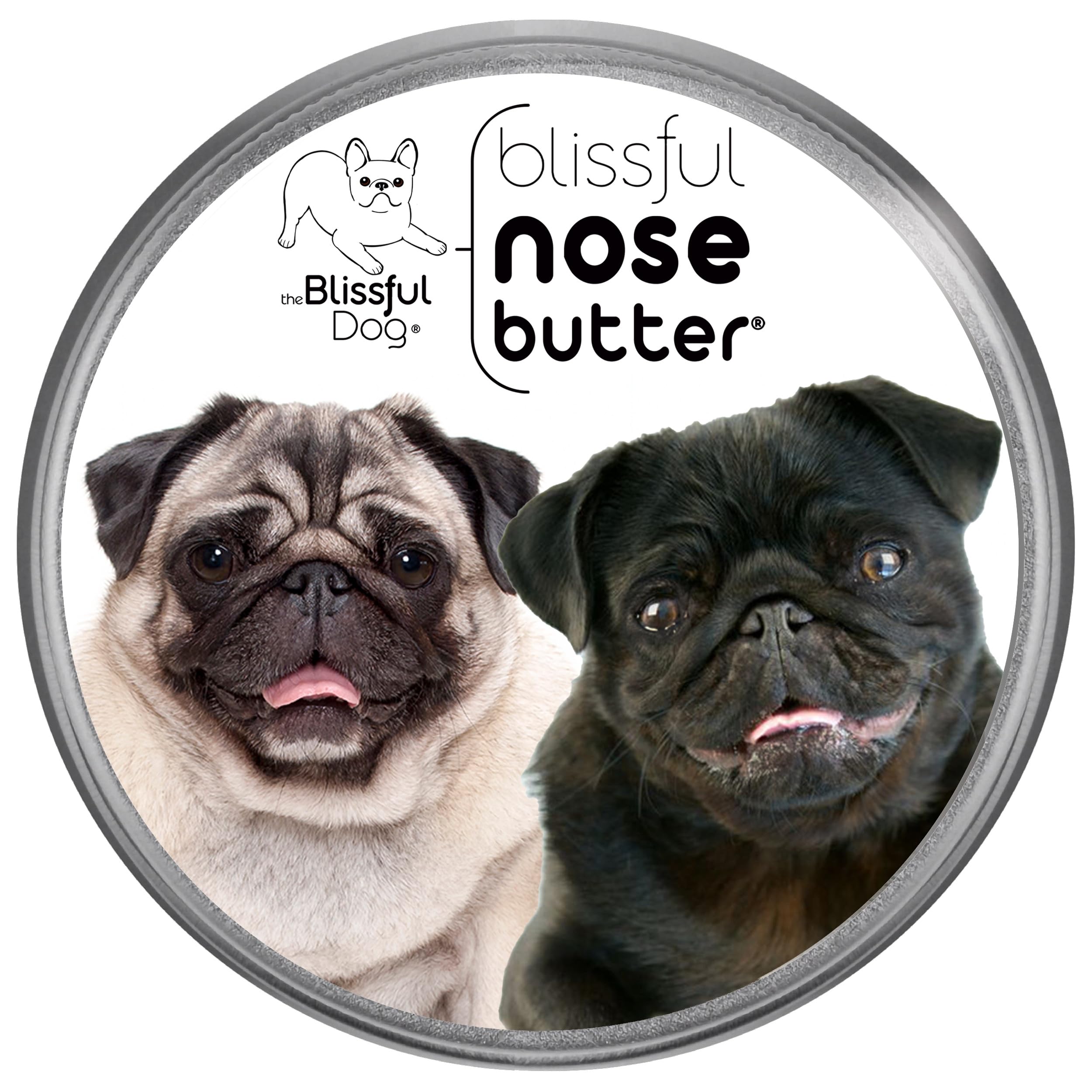 The Blissful Dog Pug Duo Unscented Nose Butter - Dog Nose Butter, 16 Ounce