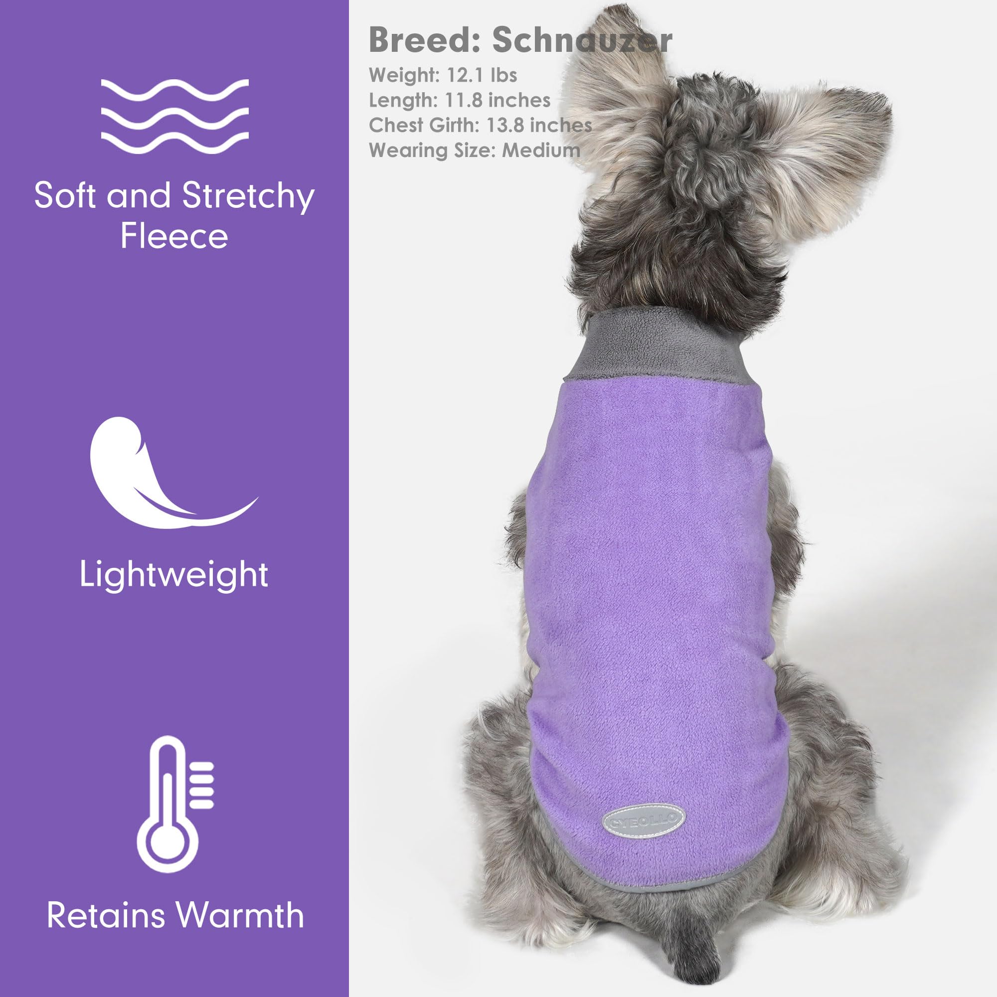 Cyeollo 2 Pack Fleece Dog Sweater Pullover Dog Sweatshirt Reflective Lightweight Clothes For Small Dogs Girl Pet Apparel Purple,