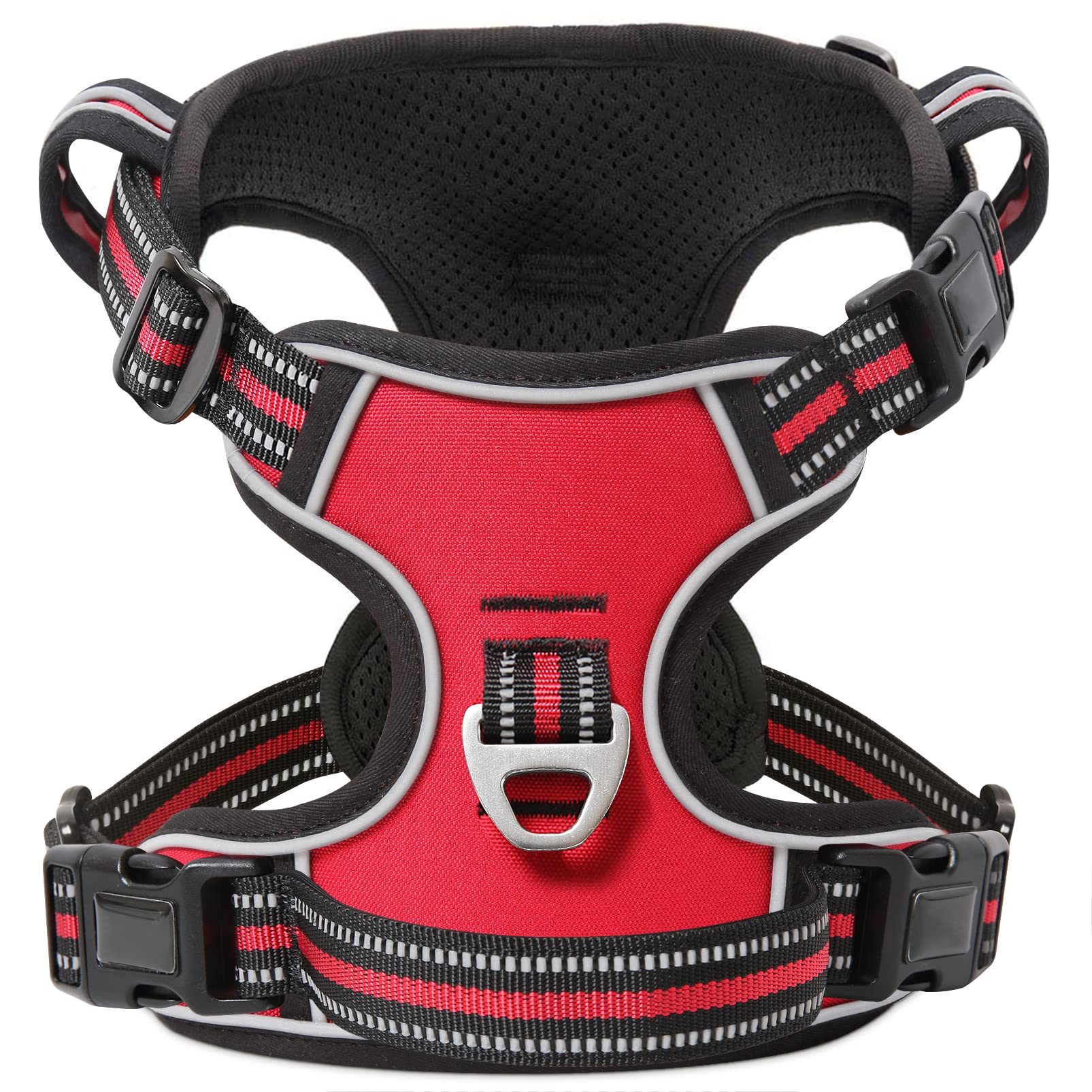 Timos No Pull Dog Harness,No Need Go Over Dogs Head 3 Snap Buckles Reflective Oxford No Choke Puppy Harness With Front & Back 2 Metal Leash Clips Soft Padded Vest Harnesses For Small Medium Large Dogs