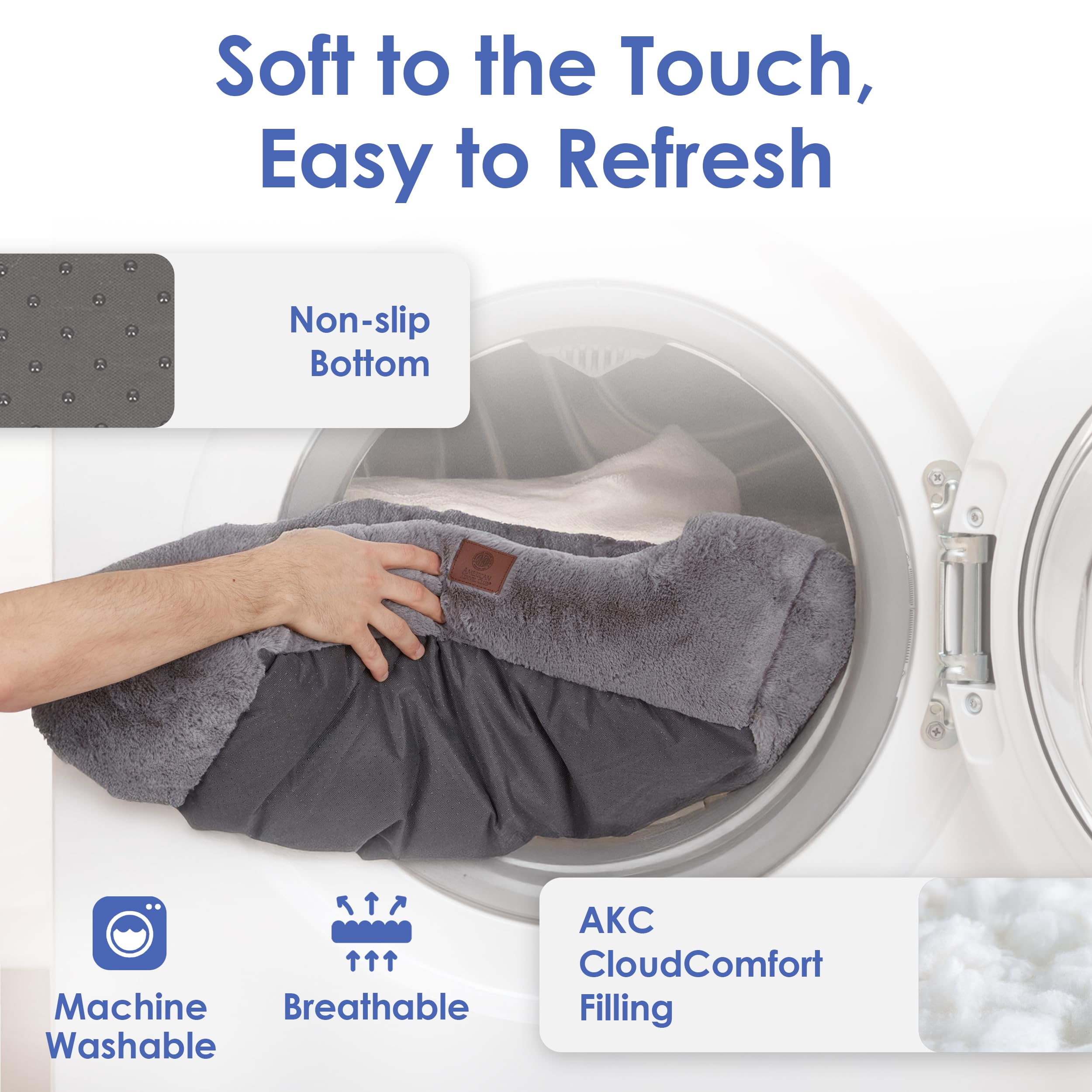 American Kennel Club Cuddler Pet Bed With Low-Profile Entrance - 25'' Plush Dog Bed For Small Breeds, Ultra-Soft Washable Bed Wi