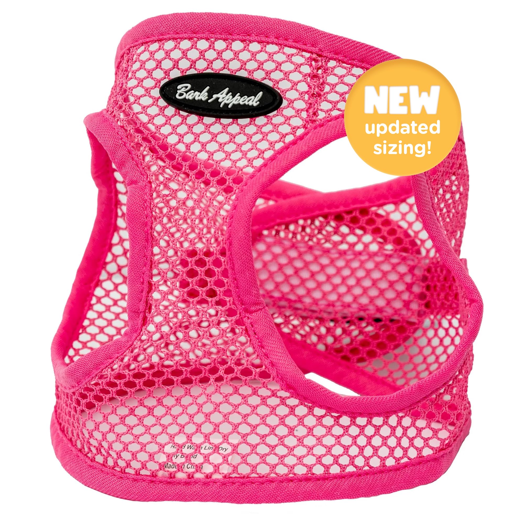 Bark Appeal Pink Netted Step-In Dog Harness For Small-Medium Pets – Updated Sizing, Remeasuring Is Essential – Breathable Vest Harness – Anti-Choke With Adjustable Strap & Heavy Duty Clip – Xs