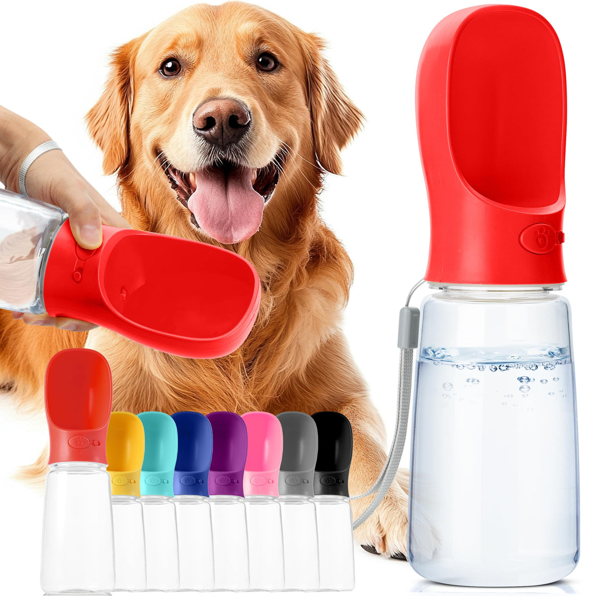 Mr. Pen- Dog Water Bottle, 19 oz, Large, Red, Portable Dog Water Bottle Dispenser, Dog Travel Water Bottle, Travel Dog Water Bot