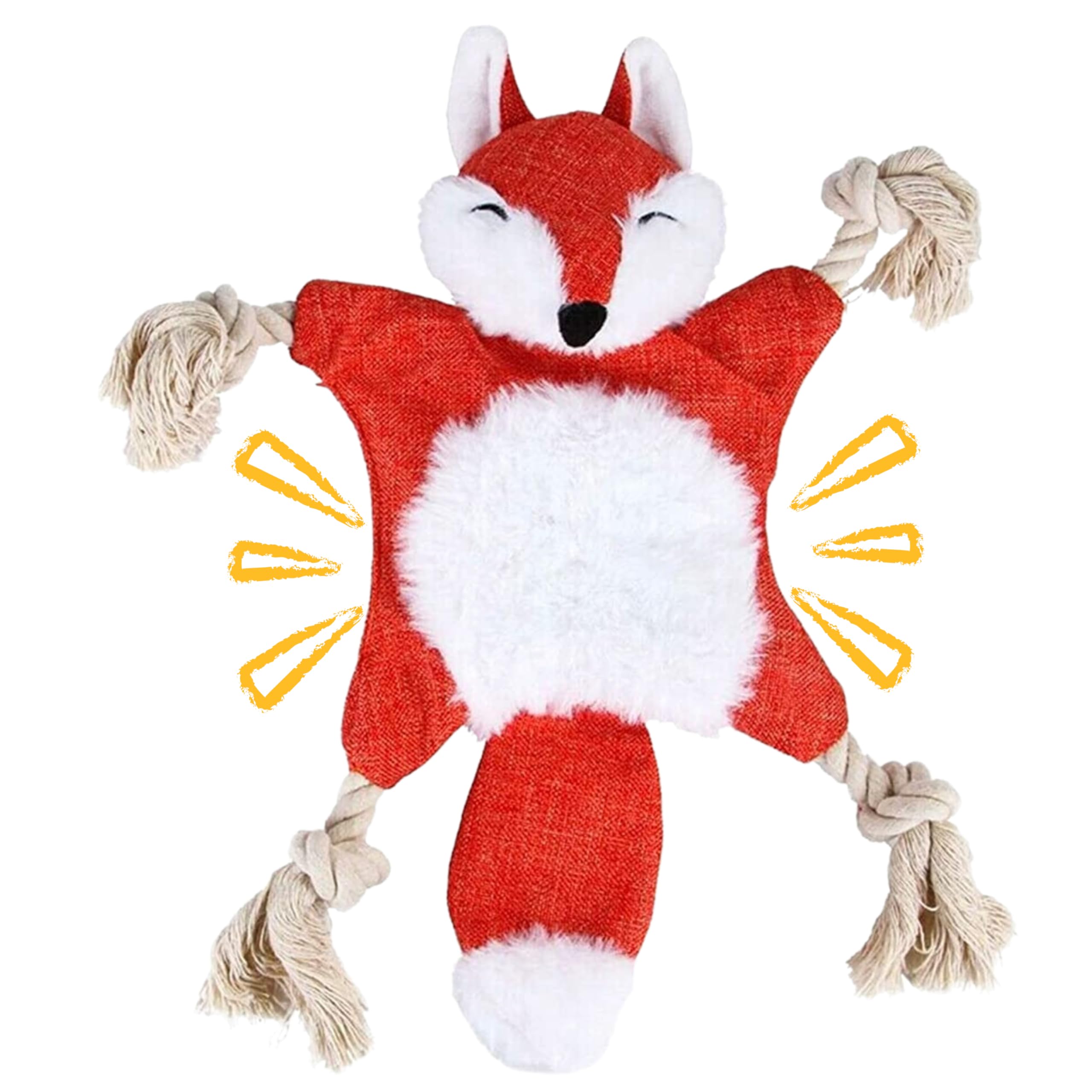 Taily Tails Fox Dog Toys  Crinkle Squeaky, Chew ToyS With Rope Knots, Stuffless Chew Toy For Puppy & Dogs, Soft Toys For Dogs 