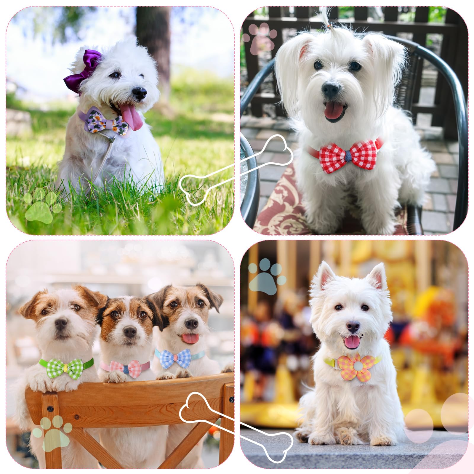Saintrygo 22 Pack Dog Bow Tie Collar - Adjustable Bowtie, Flower Neck Tie For Medium Small Dog Cat Puppy(Fresh)