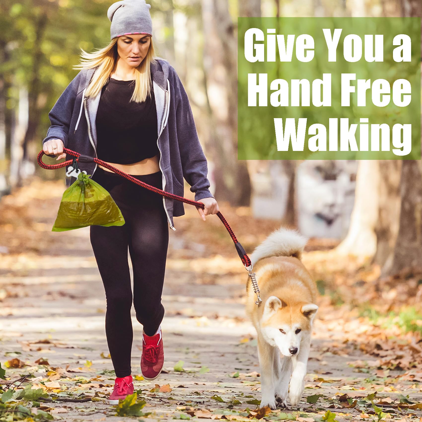 Hilihali Dog Poop Bag Dispenser For Leash Attachment - Portable Set With Waste Bags & Hand-Free Carrier, Fits Any Leash, Round,