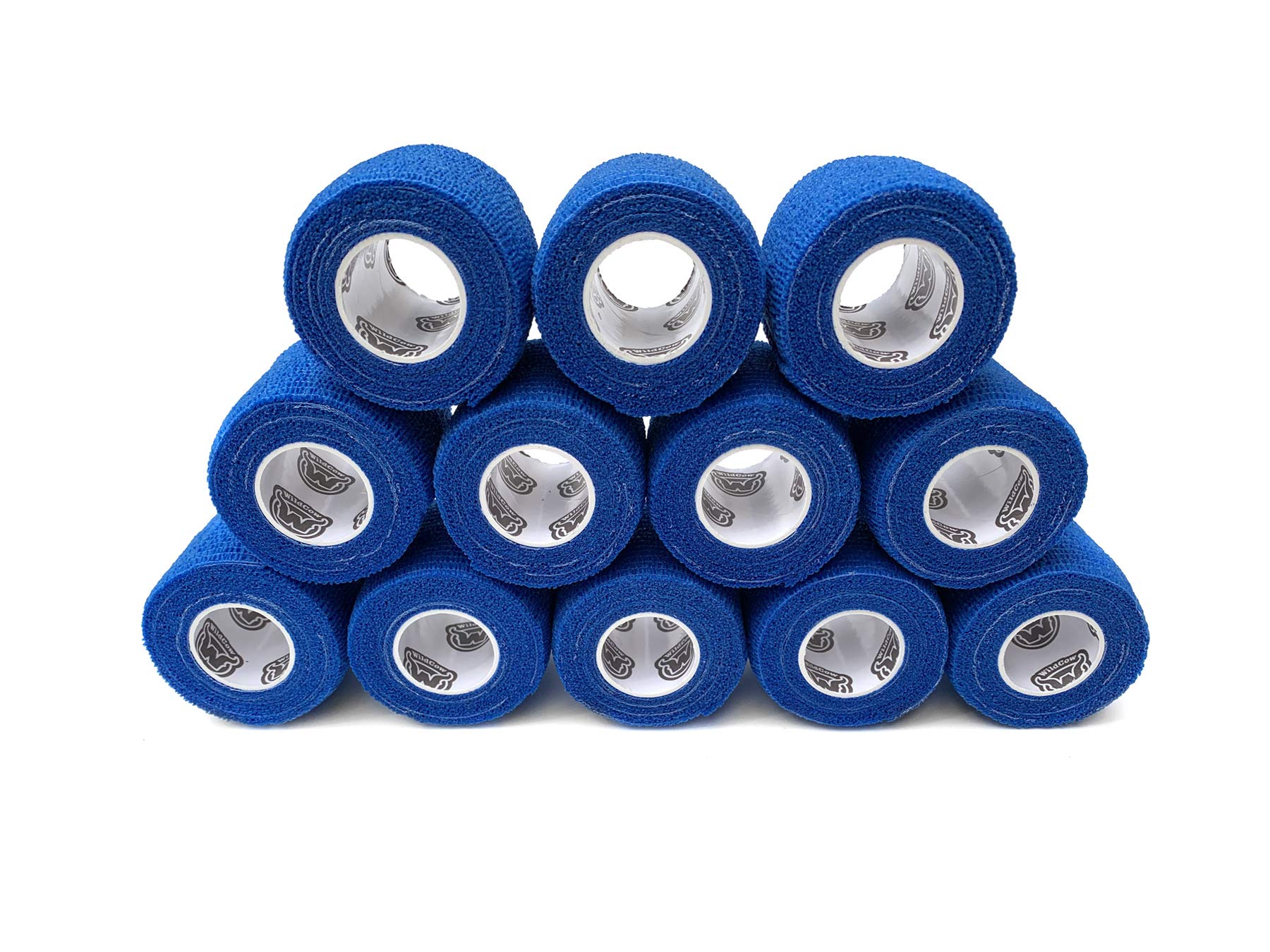 WildCow 2 Blue Vet Wrap Tape Bulk, 12 Pack Cohesive Bandage Wraps, Self Adherent Grip Rolls - Solid Colors