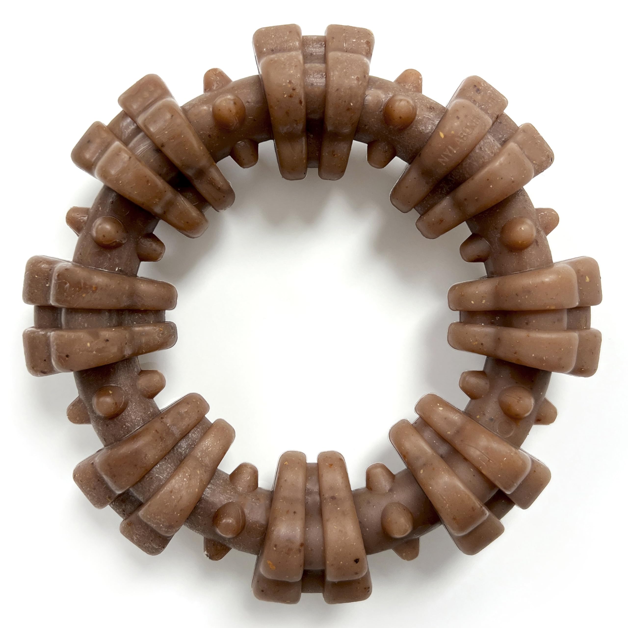 Nylabone Textured Ring Strong Chew Toy for Dogs Made with Real Beef & Chicken, Durable Dog Chew Bones for Aggressive Chewers, Ke