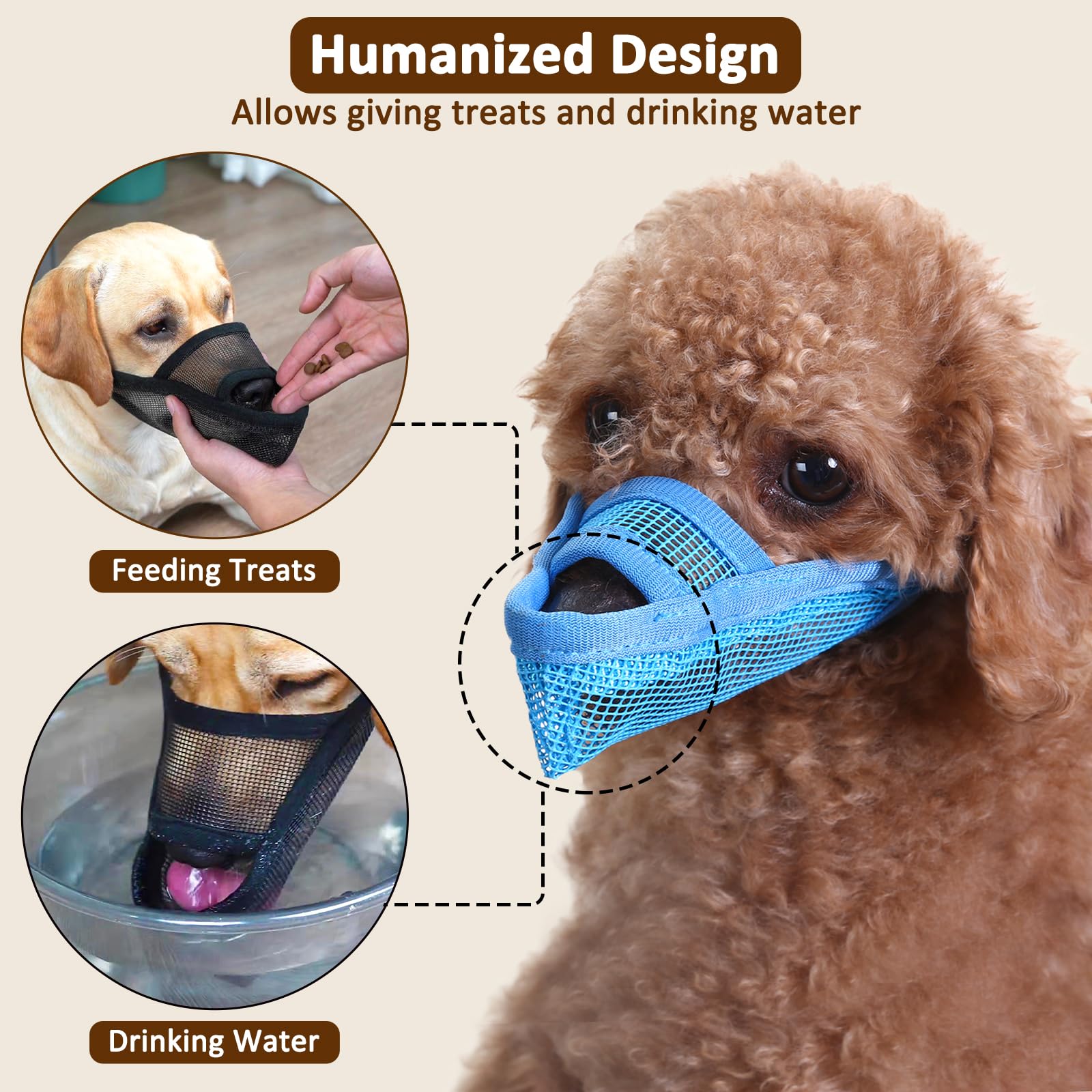 Crazy Felix Nylon Dog Muzzle for Small Medium Large Dogs, Air Mesh Breathable and Drinkable Pet Muzzle for Anti-Biting Anti-Bark