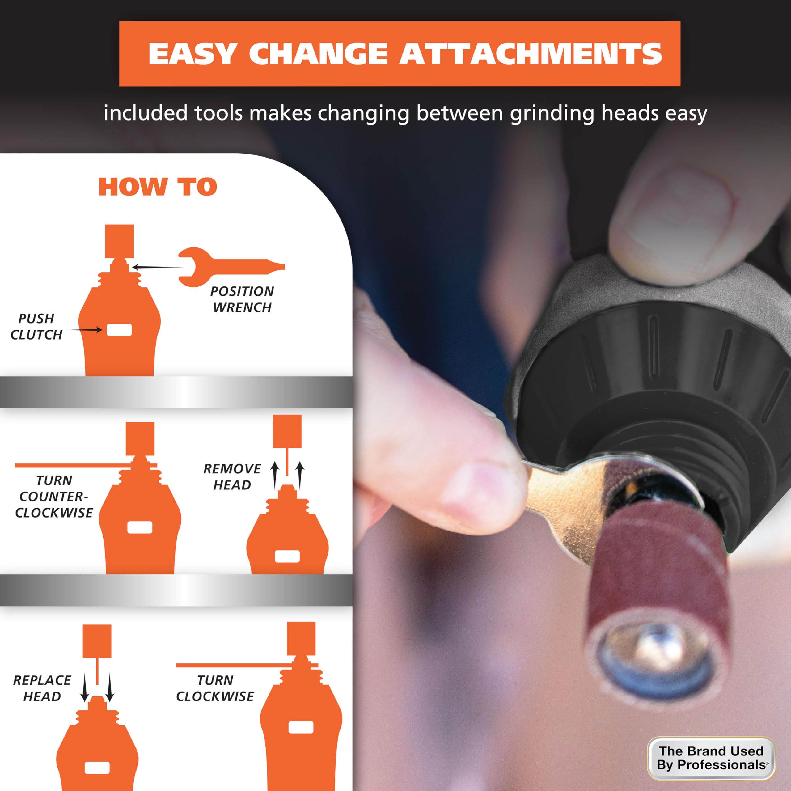 Wahl Grind & Smooth 2 Speed Battery Dog Nail Grinder With Concave Rounding Tip And Nail Guard For Increased Safety And Precise N