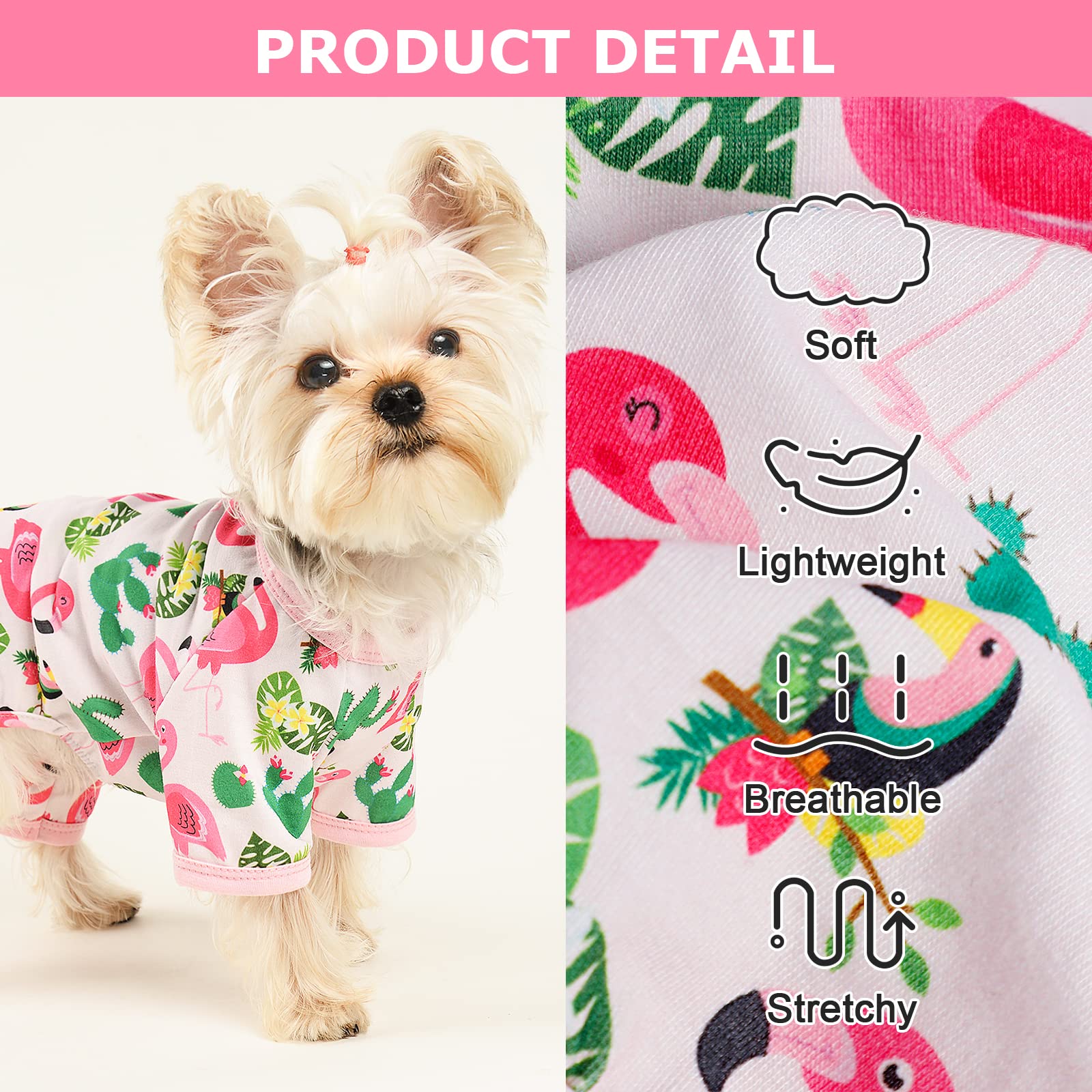 Dog Pajamas Pjs Dog Clothes for Small Dogs Girl Cute Soft Puppy Clothes Stretchable Dog Apparel Onesies for Chihuahua Yorkie Tea