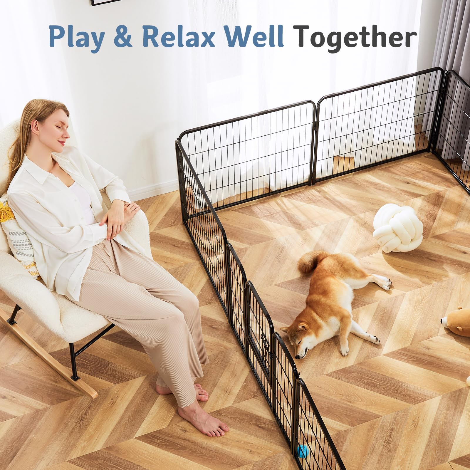 SMUG 24 inch 8 Panels Dog Playpen Pet Fence for Indoor Outdoor Yard RV Camping Pet Play for Small and Puppy Dogs