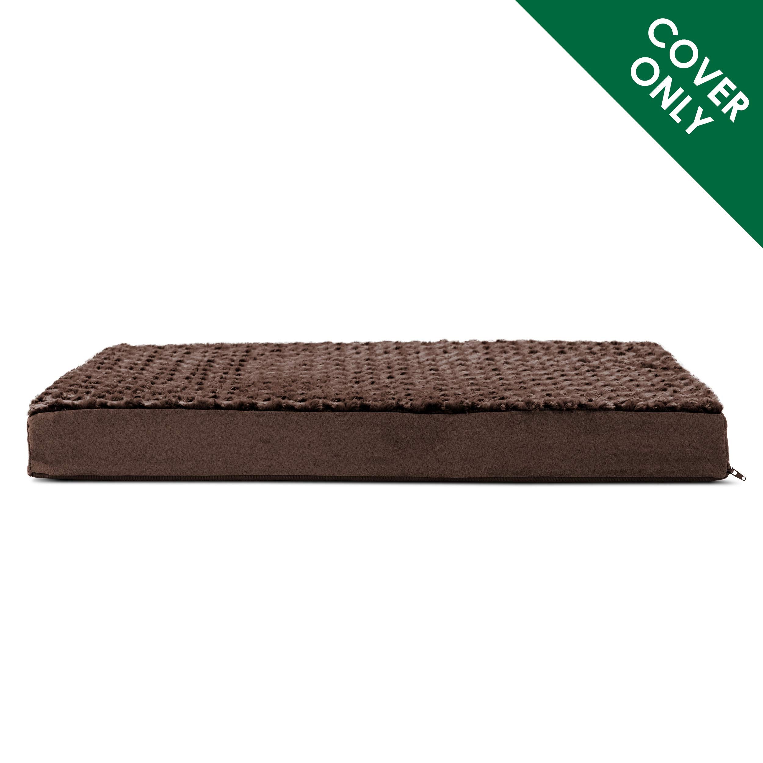 Furhaven Replacement Dog Bed Cover Ultra Plush Faux Fur & Suede Mattress, Machine Washable - Chocolate, Jumbo (X-Large)