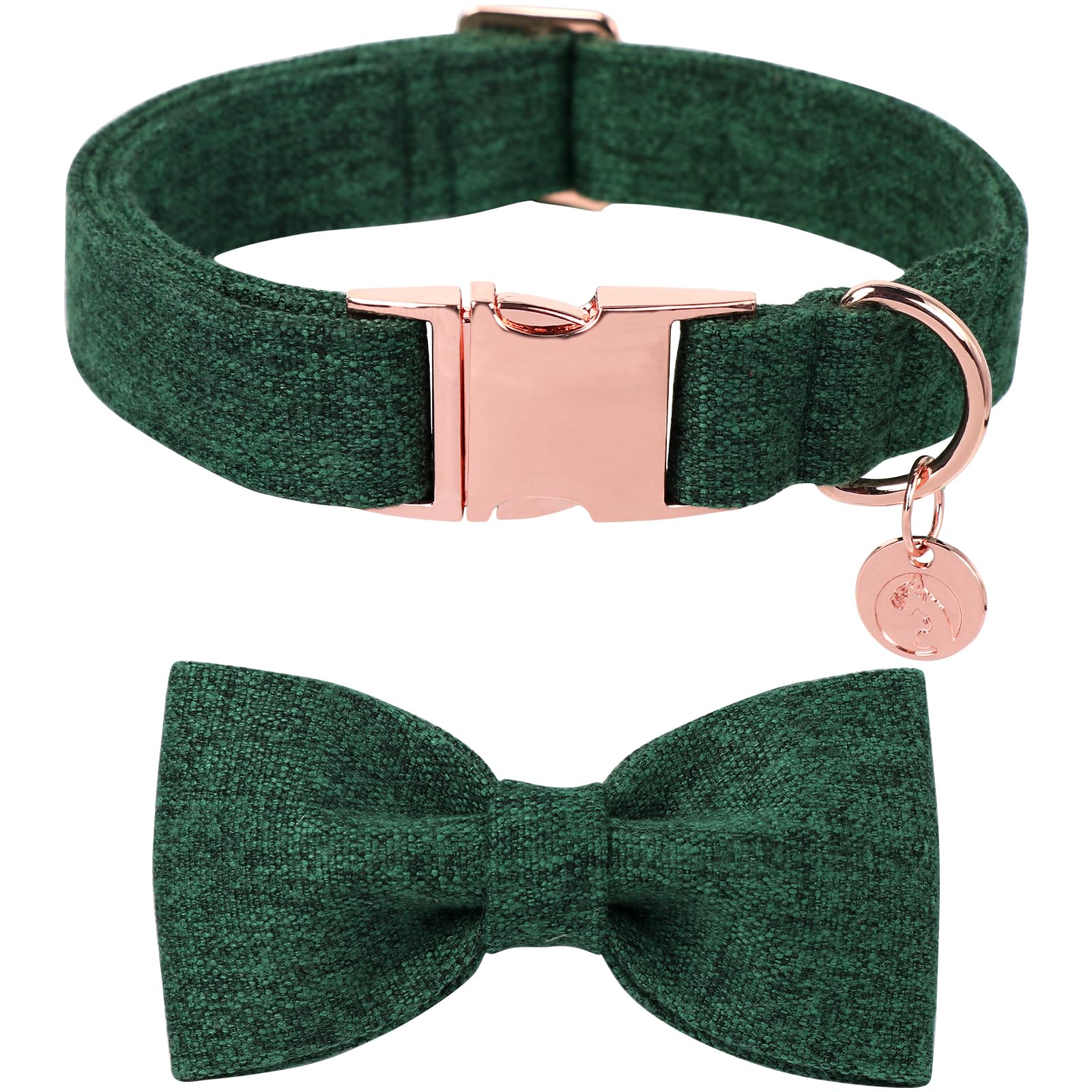Dogwong Hemp Cotton Dog Collar With Bow, Christmas Green Pet Collar Durable Adjustable Puppy Collar For Small Dogs