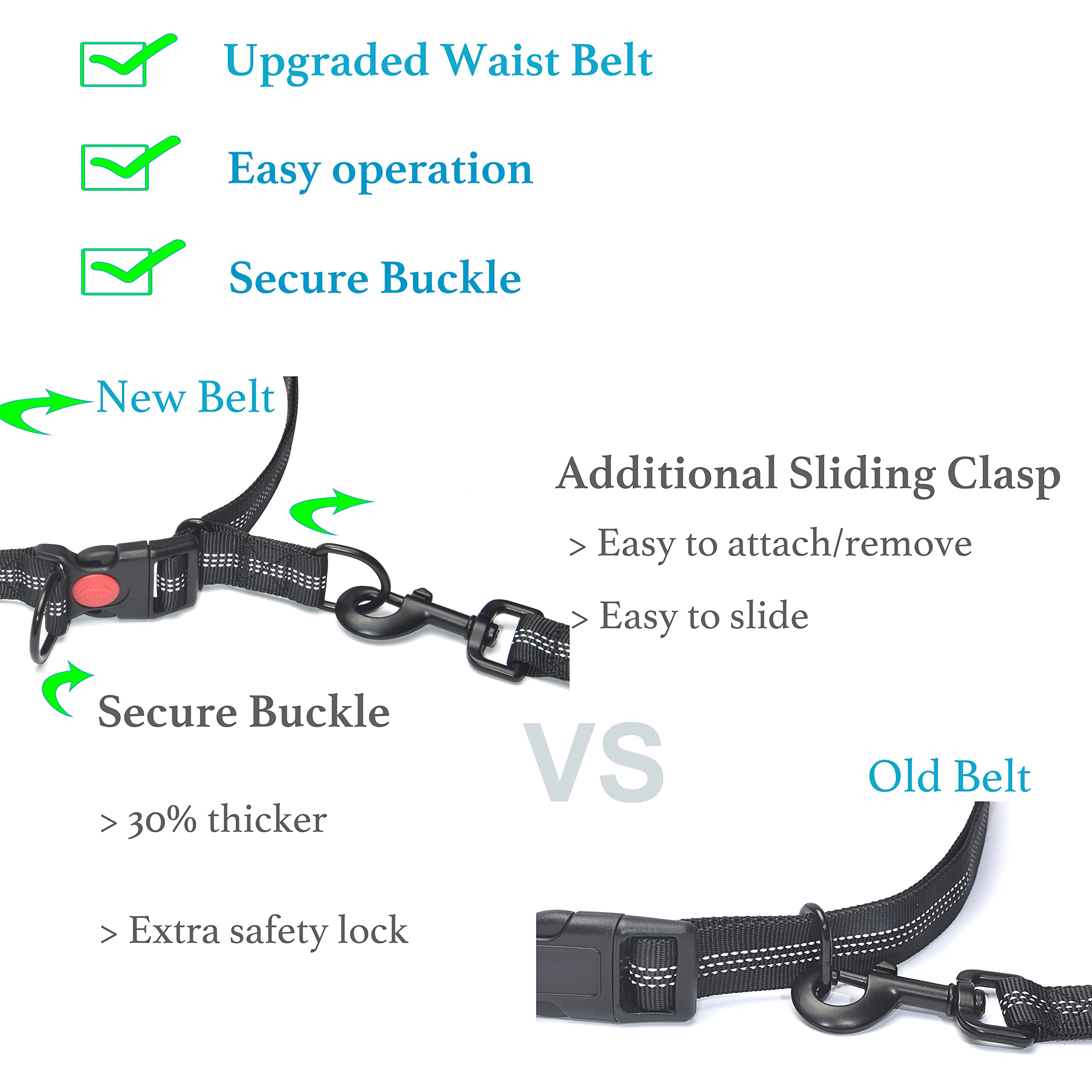 Iyopets Hands Free Dog Leash For Running, Walking, Hiking, Durable Dual-Handle Bungee Leash With Reflective Stitching And An Adj