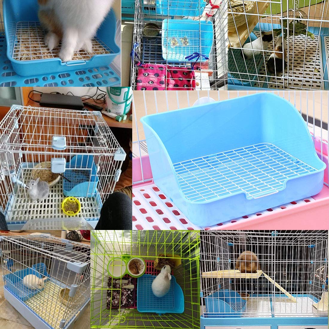 Hamiledyi Small Animal Rabbit Litter Toilet,Plastic Square Cage Box Rat Potty Trainer Corner Grate Litter Bedding Box Pet Pan For Guinea Pigs Chinchilla Ferret Galesaur Bunny