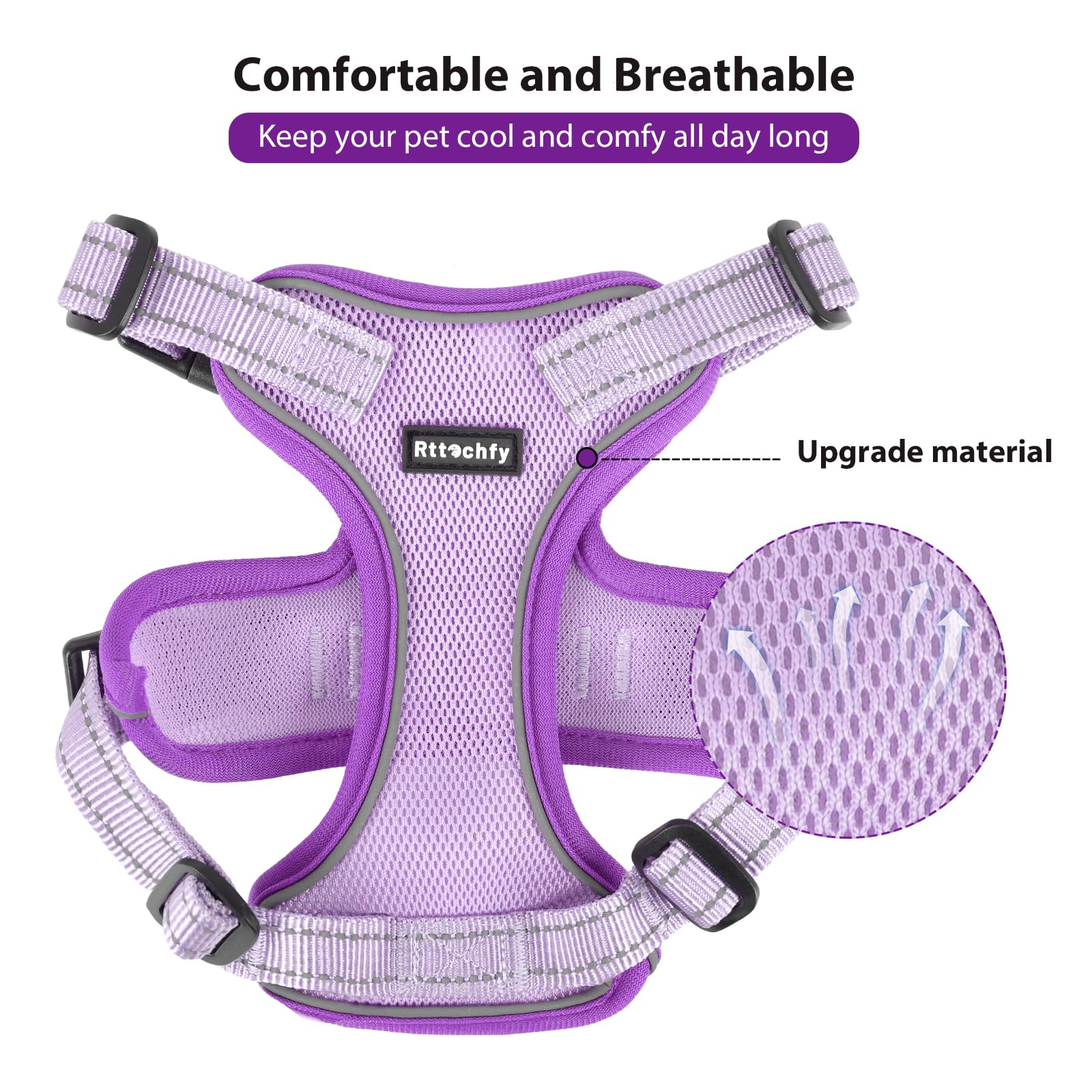 Rttochfy Cat Harness and Leash Set, Adjustable and Reflective Cat Vest, Escape Proof Kitten Harness, Easy to Put on with 3 Buckl