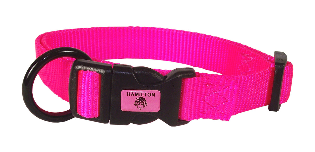 Hamilton Adjustable Nylon Dog Collar, Hot Pink, 1' X 18-26'