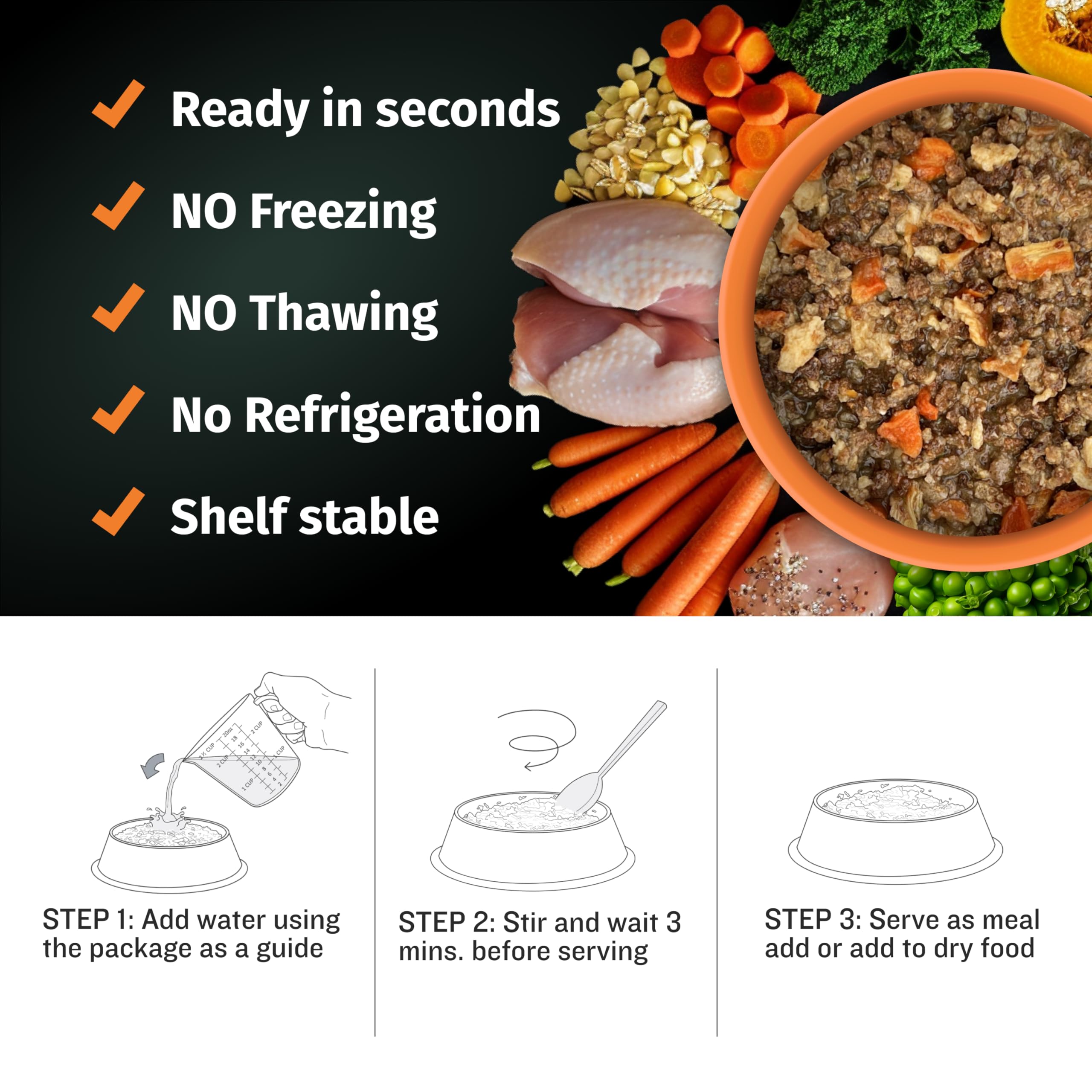 Bully Max Wet Dog Food - Instant Fresh Dehydrated High Protein Soft Puppy & Adult Dog Food with Chicken - Healthy Muscle Growth