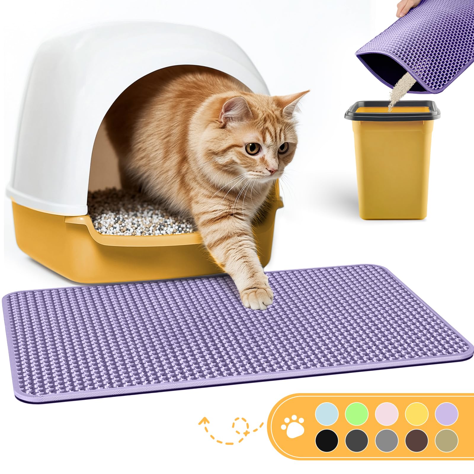 Cat Litter Mat - 23.2   x 14.6   Small Litter Trapping Mat, Easy to Clean Litter Box Mat, Waterproof, Urine-Proof, Non-Slip 