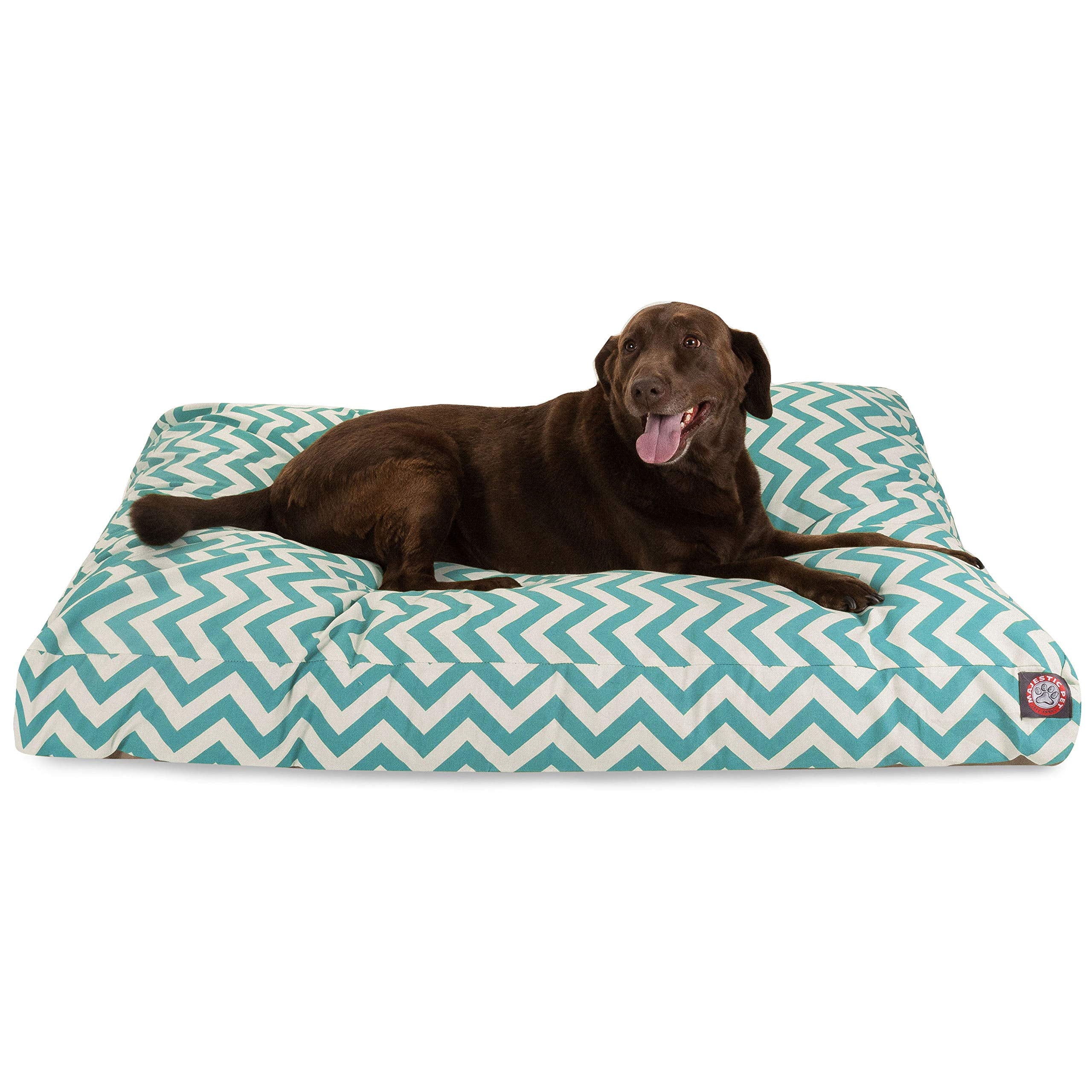 Teal Chevron Extra Large Rectangle Indoor Outdoor Pet Dog Bed With Removable Washable Cover By Majestic Pet Products