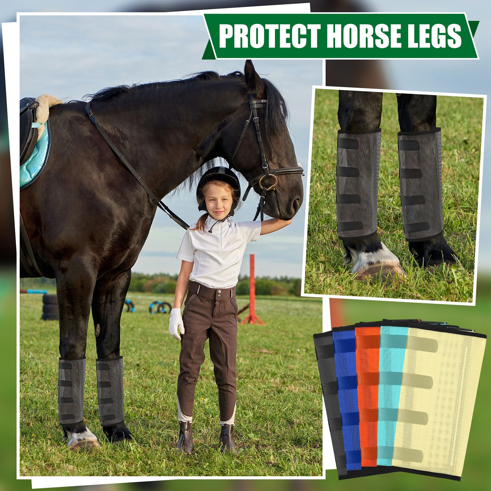 Paterr 20 Pcs Mesh Fly Boots For Horse Breathable Horse Leggings Mesh Horse Boots Protective Horse Leg Horse Fly Leggings Horse