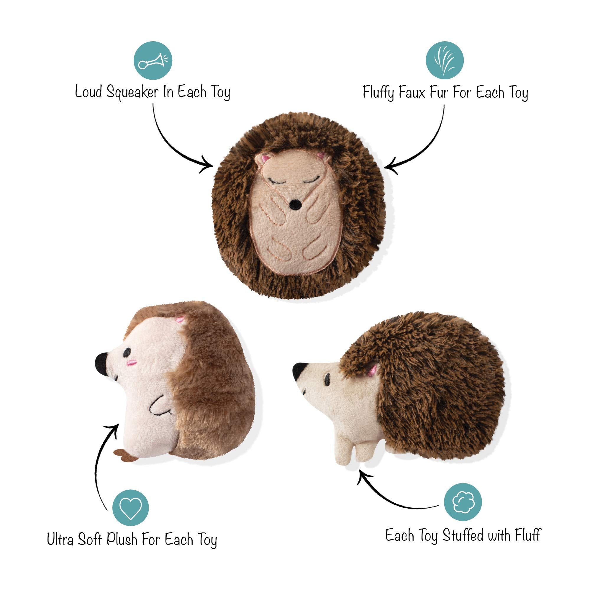 Fringe Studio Pet Toy, Small Dog Toy Set, Hedgehogs, 3 Pieces (289408)