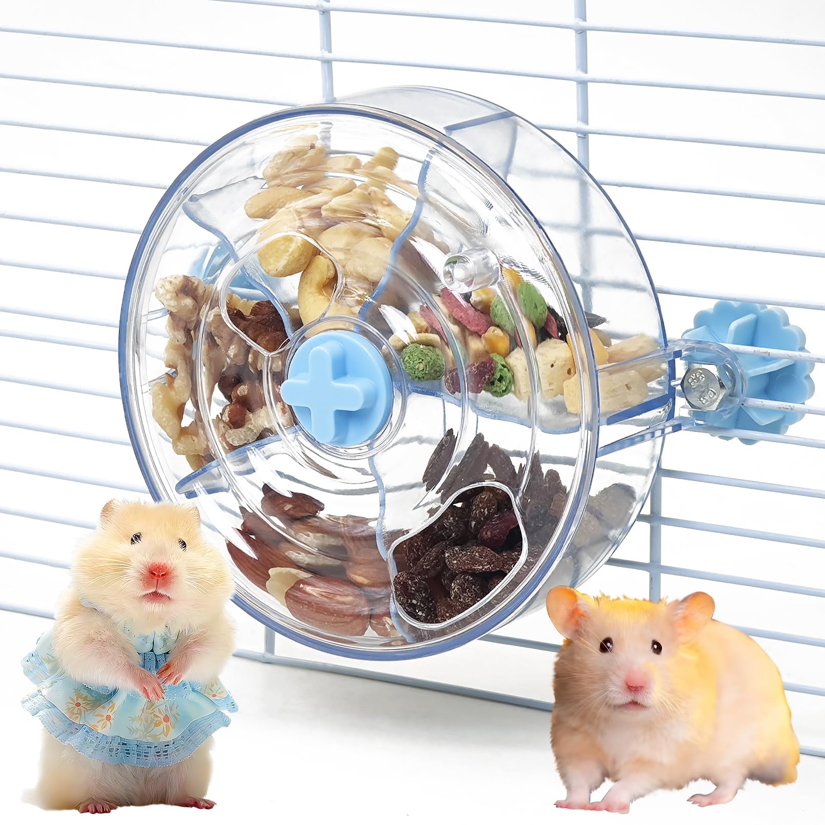 VCEPJH Rat Foraging Toy Interactive Slow Feeder with Transparent Rotating Treat Dispenser Wheel for Enrichment Activities Pet Ra