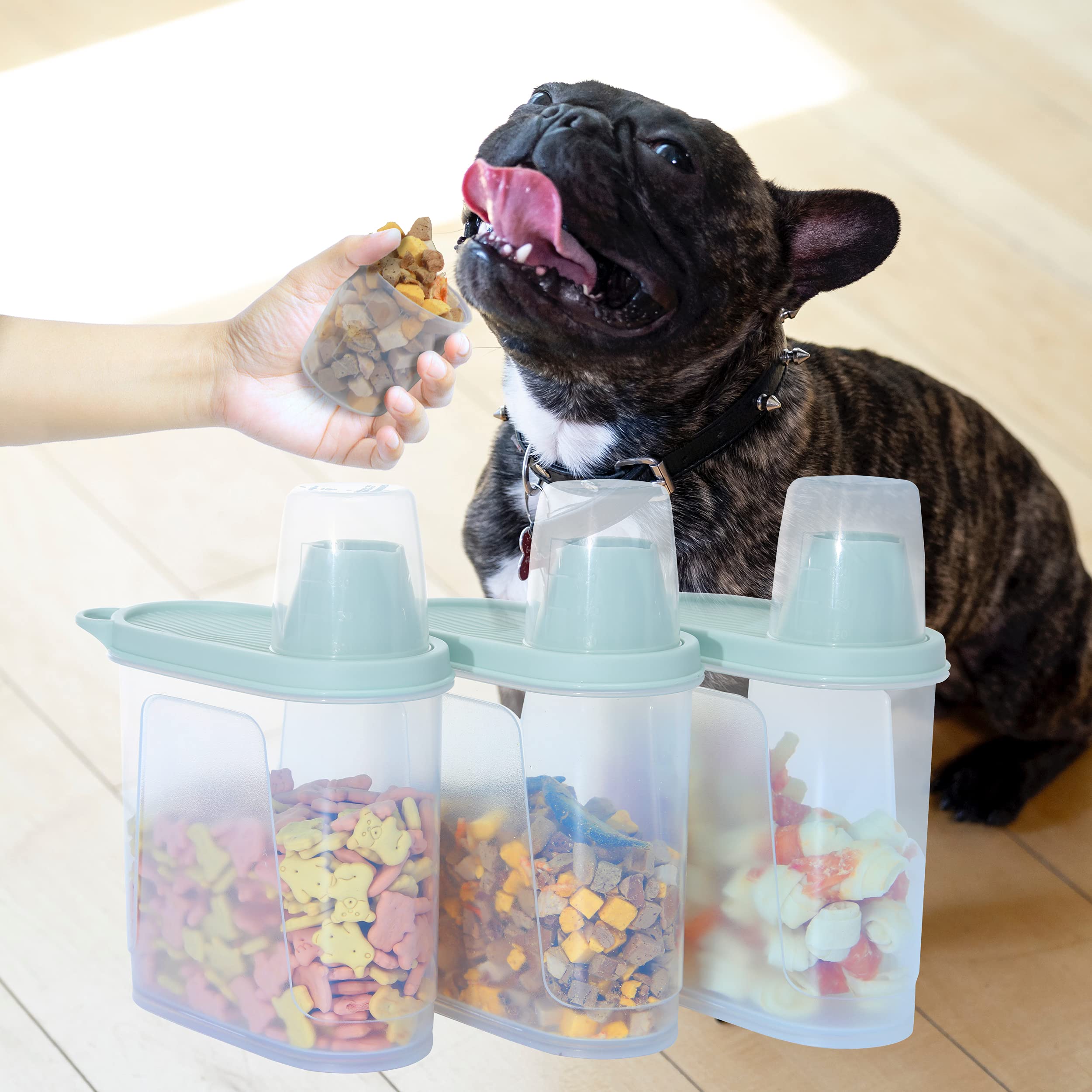 Citylife 3 PCS Pet Food Container Airtight 1.8 LB Plastic Cat Food Container for Dry Food Small Dog Food Containers with Pour Sp