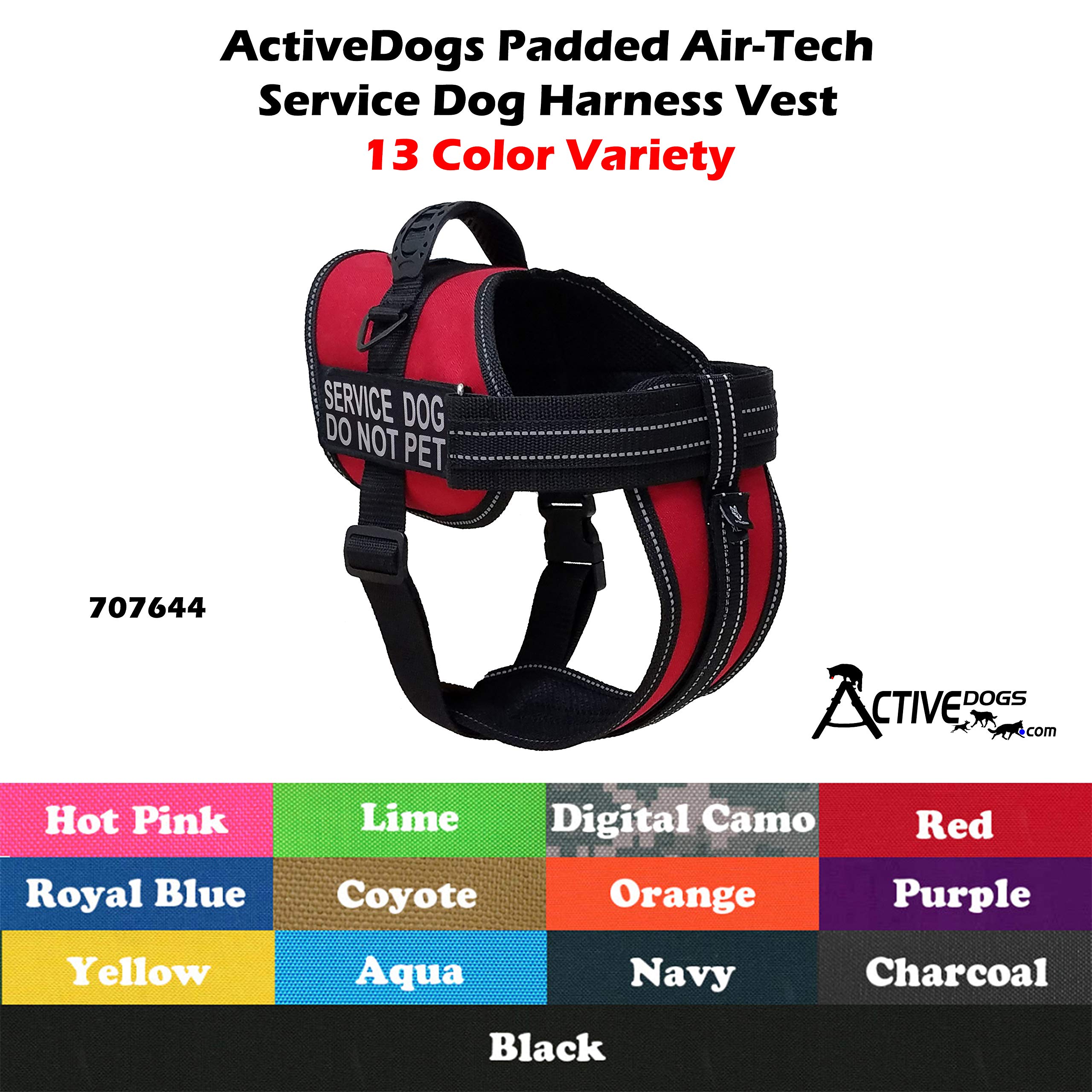Activedogs Service Dog Vest Harness - Padded Air-Tech Dog Harness Service Dog Vest Reflective - No Pull Dog Harness For Large Dogs - Heavy-Duty Extra Large Service Dog Vest, Xl - Girth 29'-40', Red