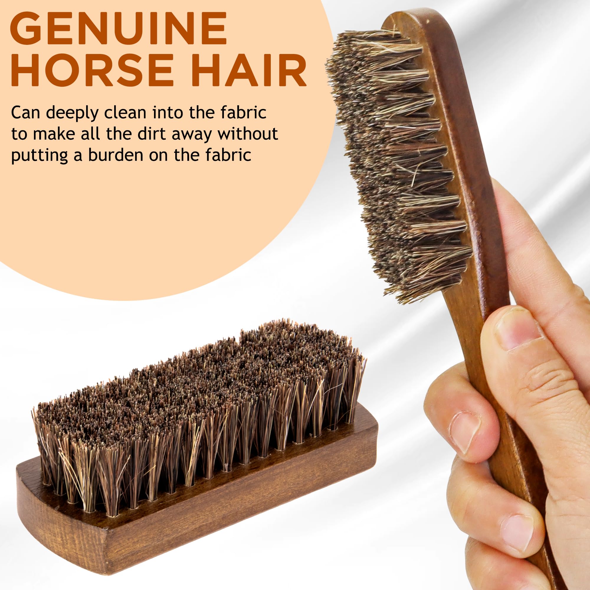 Horsehair Laundry Stain Brushes Set 2Pcs By Takavu, Natural Soft Bristle For Scrubbing Out Tough Stains On Delicate Fabrics Knit