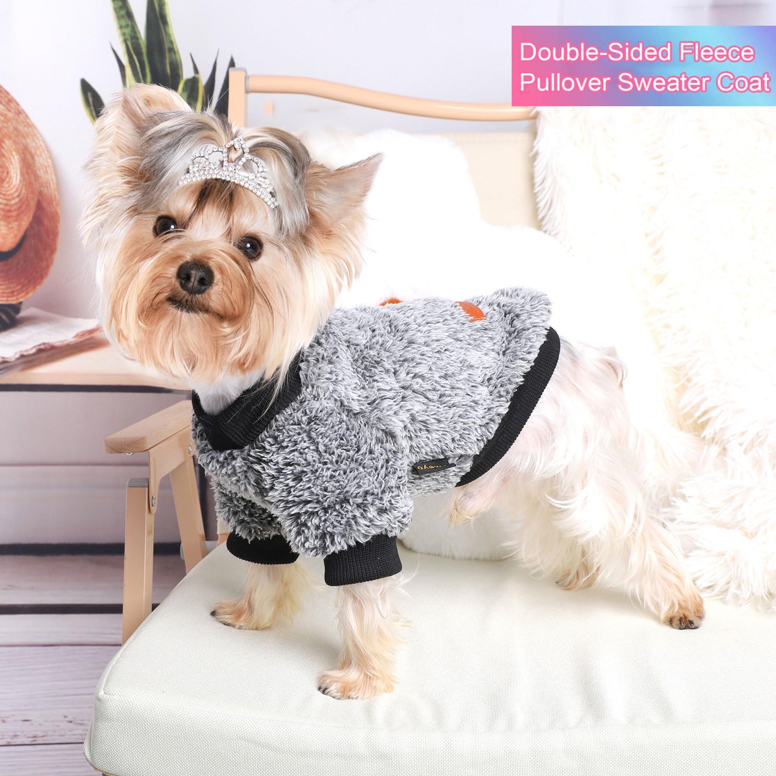 Kosiyi Glow Fleece Dog Clothes - Warm Pullover Dog Sweatshirt For Small Dogs, Winter Pet Coat, Cat Costume, Glow In Dark Female