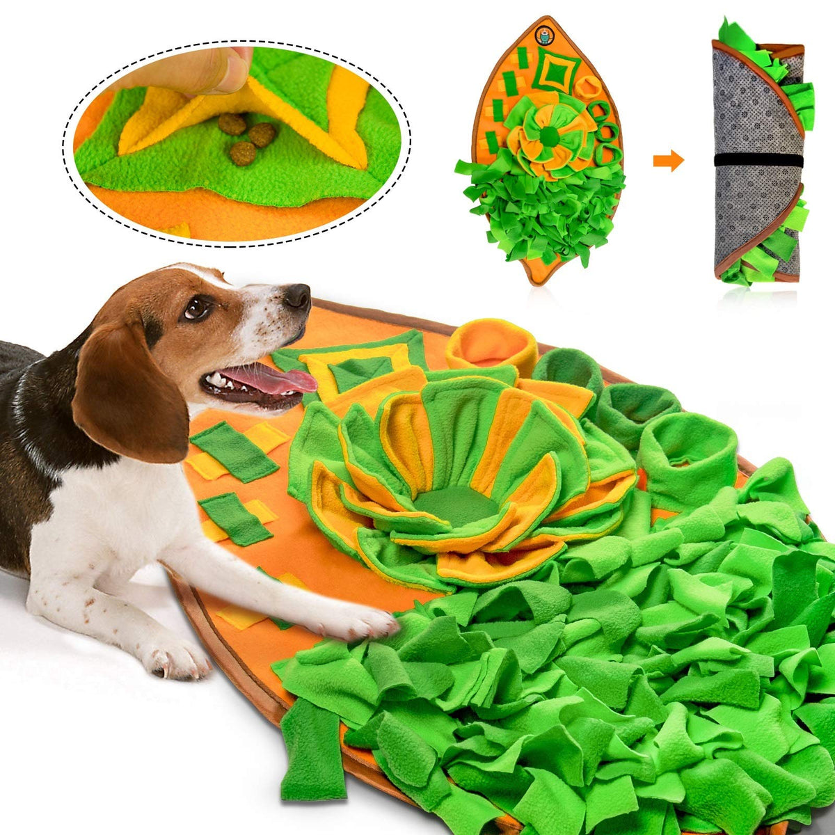 AWOOF Snuffle Mat for Dogs, Dog Nosework Feeding Mat, Pet Interactive Dog Puzzle Toys Encourages Natural Foraging Skills for Tra