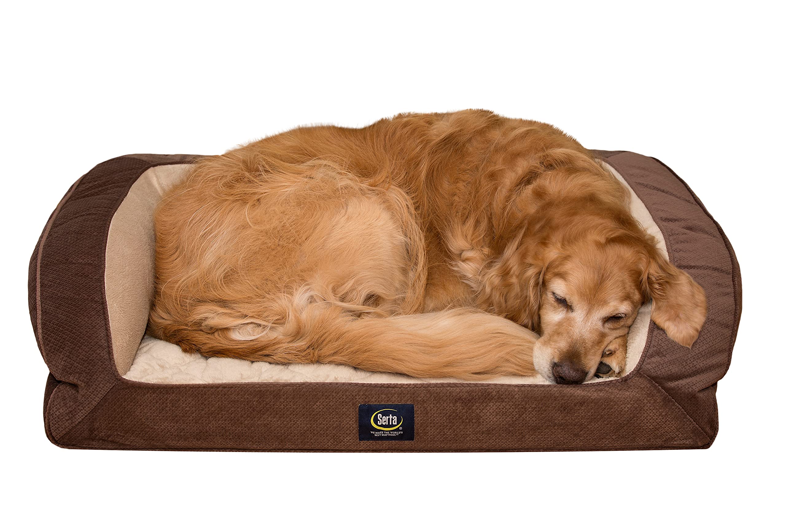 Serta Ortho Quilted Couch Pet Bed, Large, Mocha