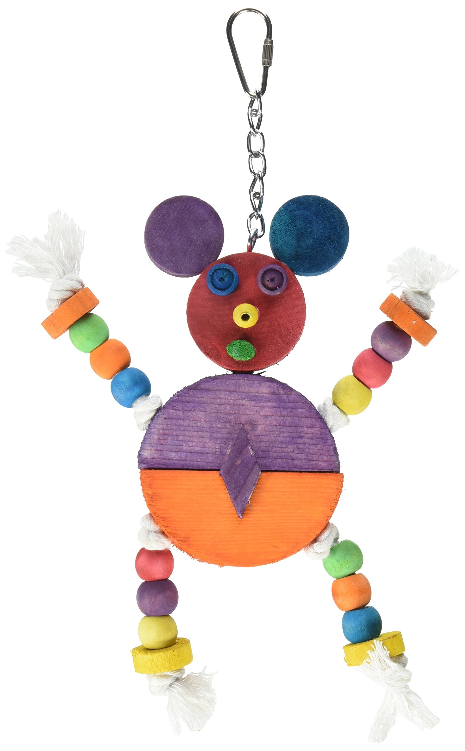 A&E CAGE COMPANY HB46352 Happy Beaks Crazy Wooden Mouse Assorted Bird Toy, 9 by 11.8&quot;