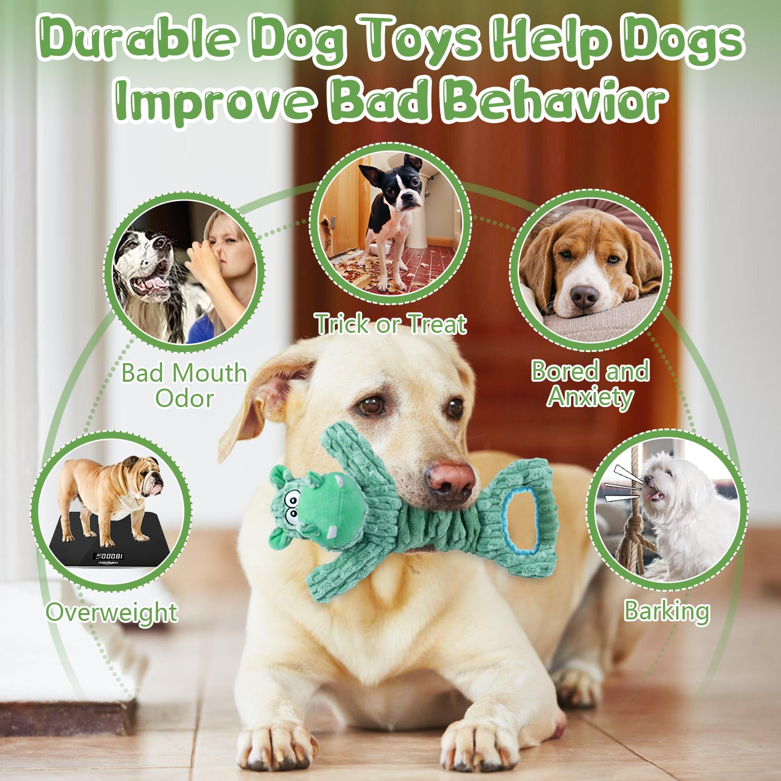 Fuufome Dog Toy For Aggressive Chewers:Large Plush Dog Toys With Squeaker To Keep Them Busy