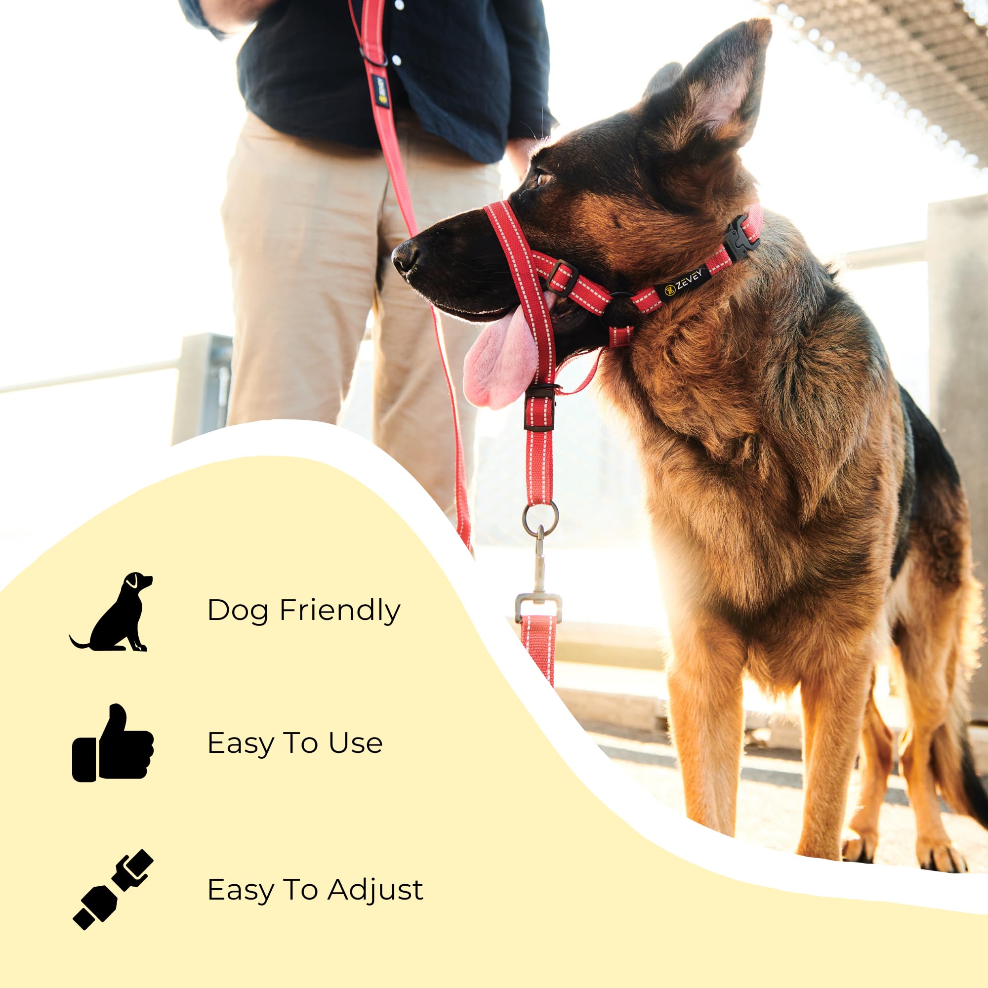 Zevey Dog Headcollar with Safety Strap Stops Heavy Pulling On The Leash Padded Reflective Head Halter for Small Medium Large Dog