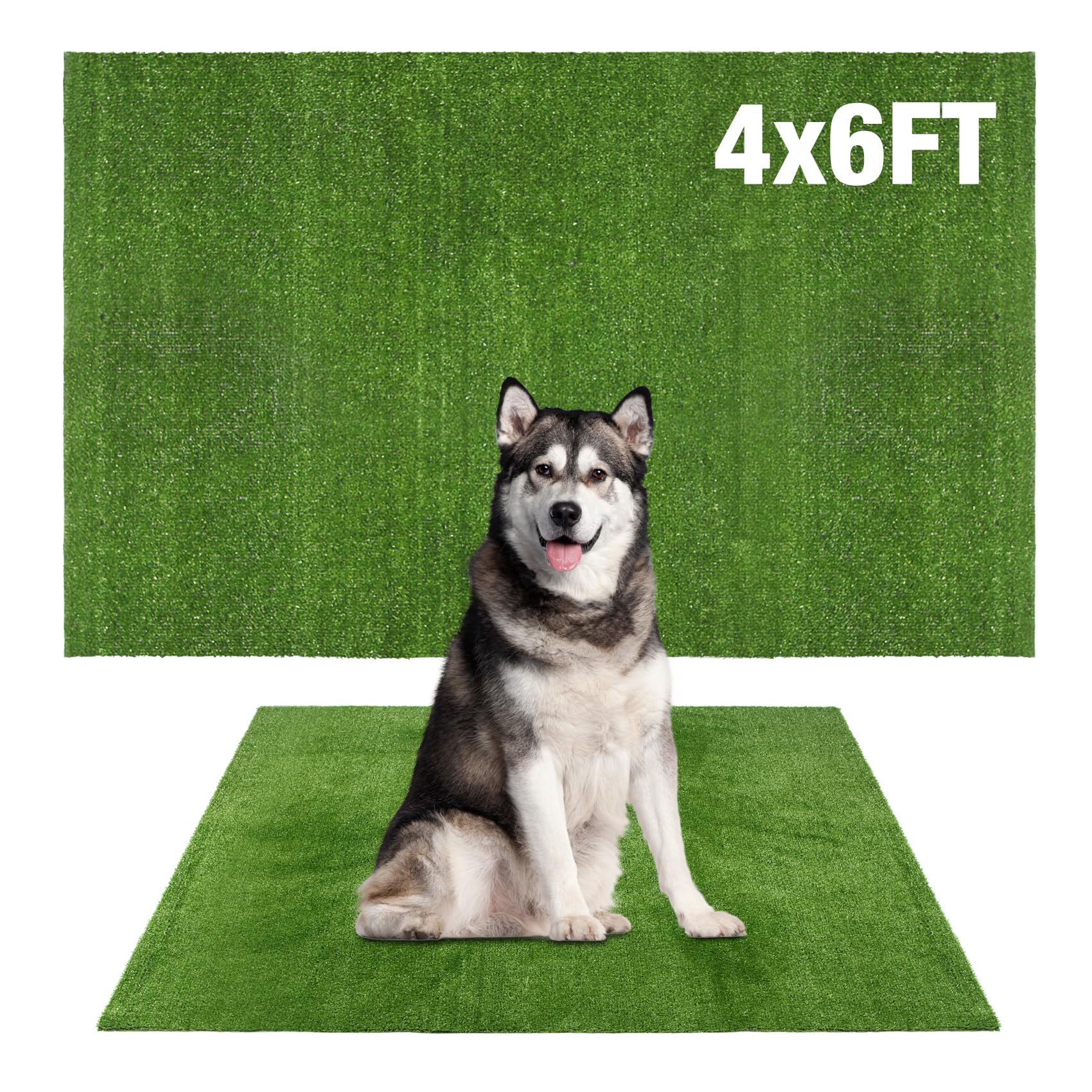 Globreen Artificial Grass Pad For Dogs Potty, 4Ftx6Ft Pets Fake Grass Pee Pads, Turf Grass Rug Patio Balcony Yard Indoor Outdoor