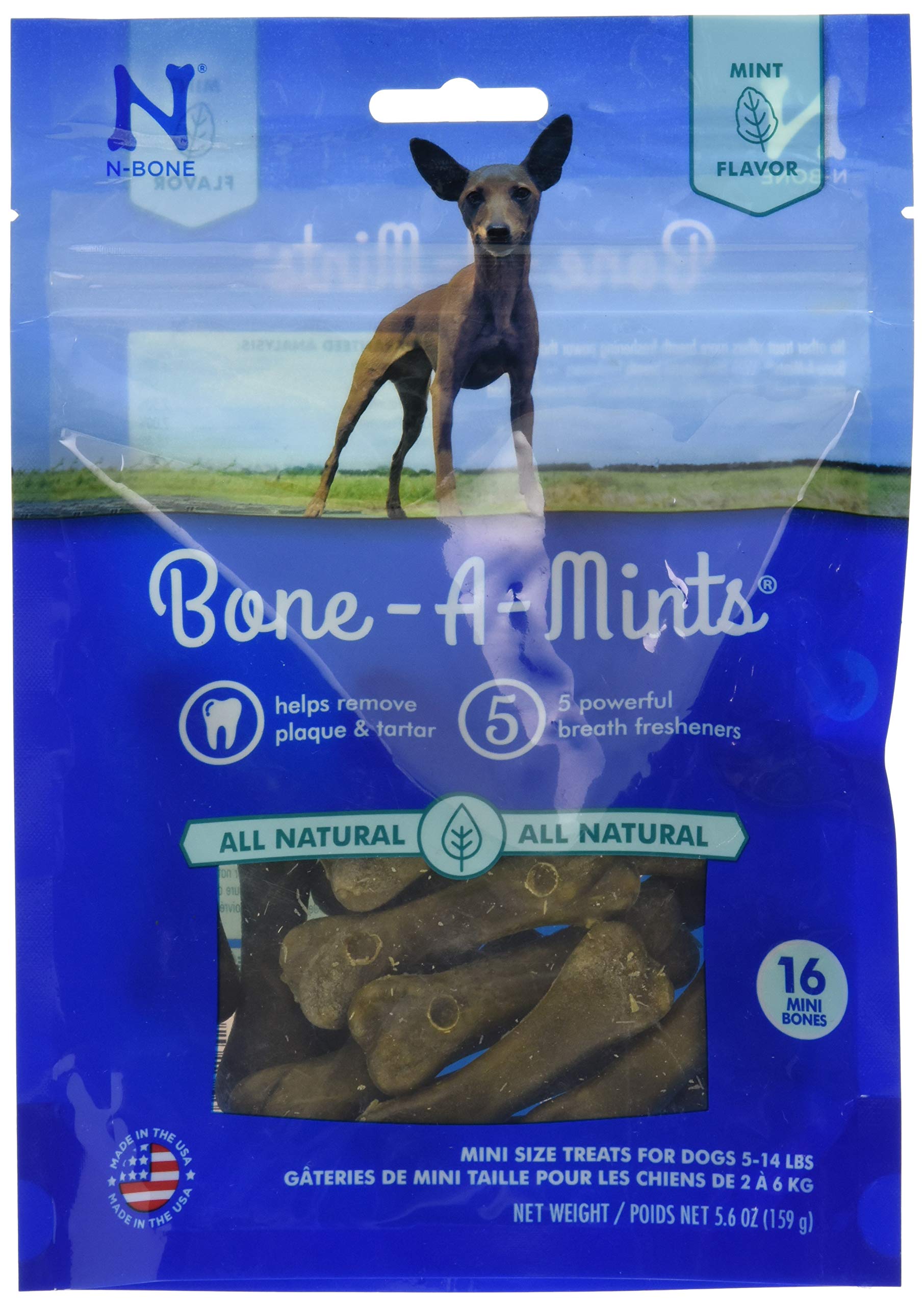 Bone-A-Mints All Natural, Wheat-Free Breath Freshening Bone, 5.60-Ounce, Mini, 16-Pack