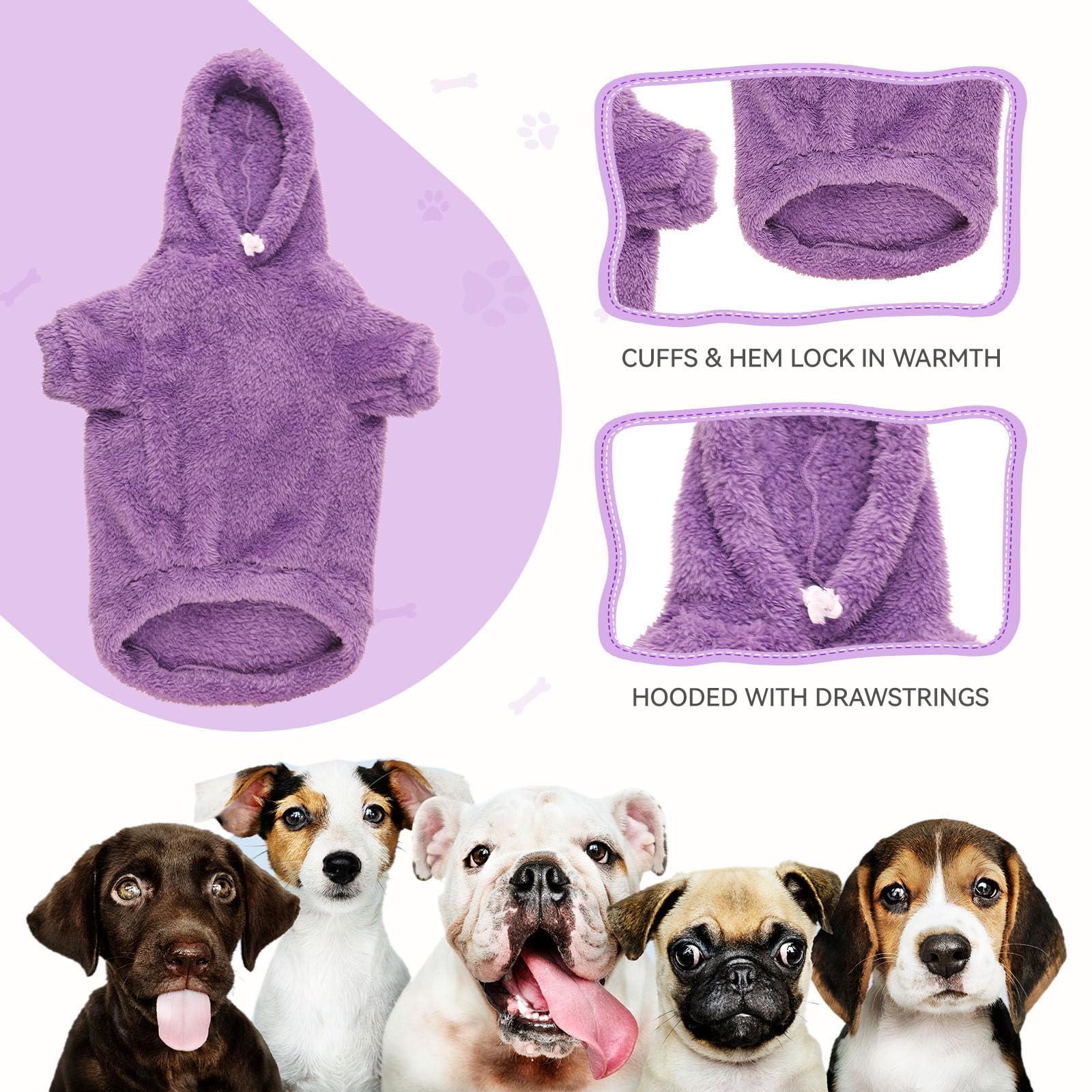Fuzzy Dog Sweaters For Medium Dogs Dog Hoodie Soft Double-Sided Plush Fleece Dog Sweater Dog Clothes Dog Coats Dog Hoodie Sherpa