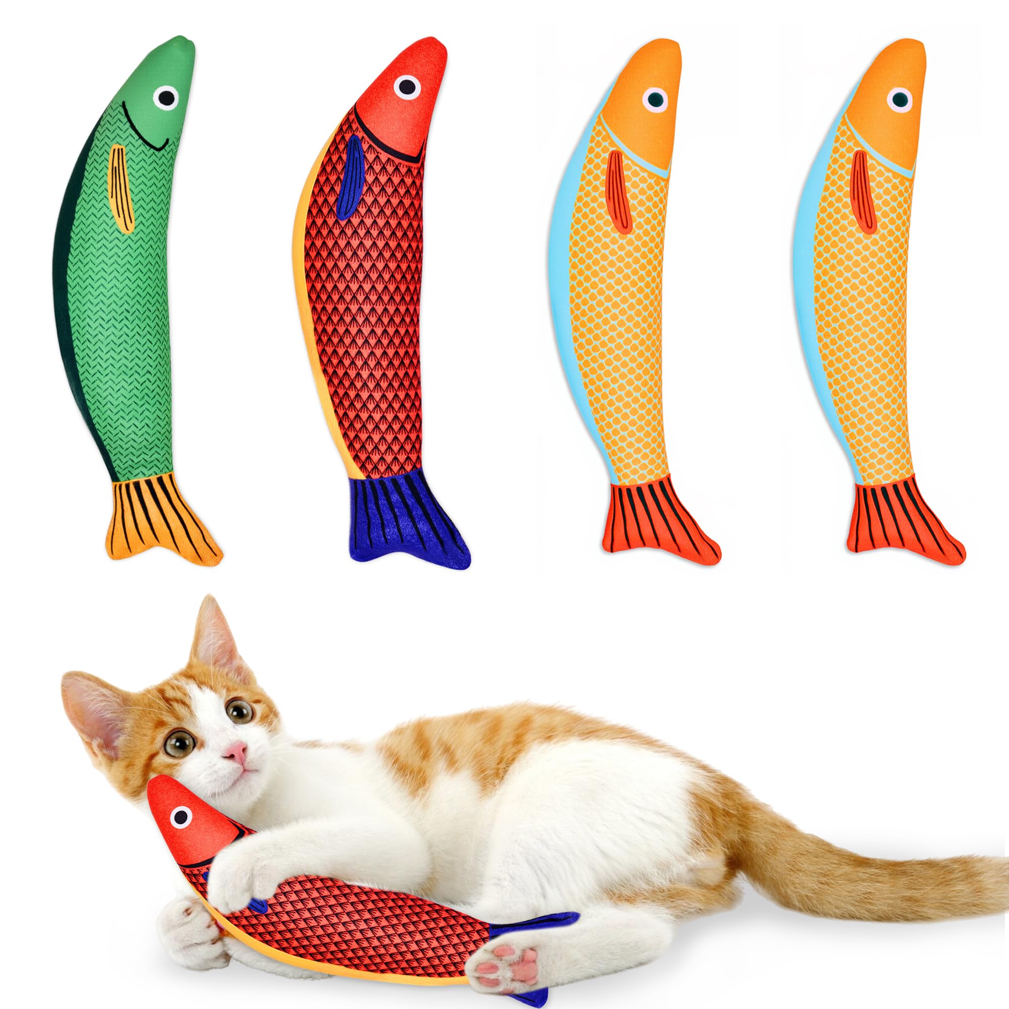 Petprana Cat Toys, 4-Pack Catnip Toys For Cats, Soft And Durable With Crinkle Sound, Interactive Kitten Toys For Indoor Cats, 9.