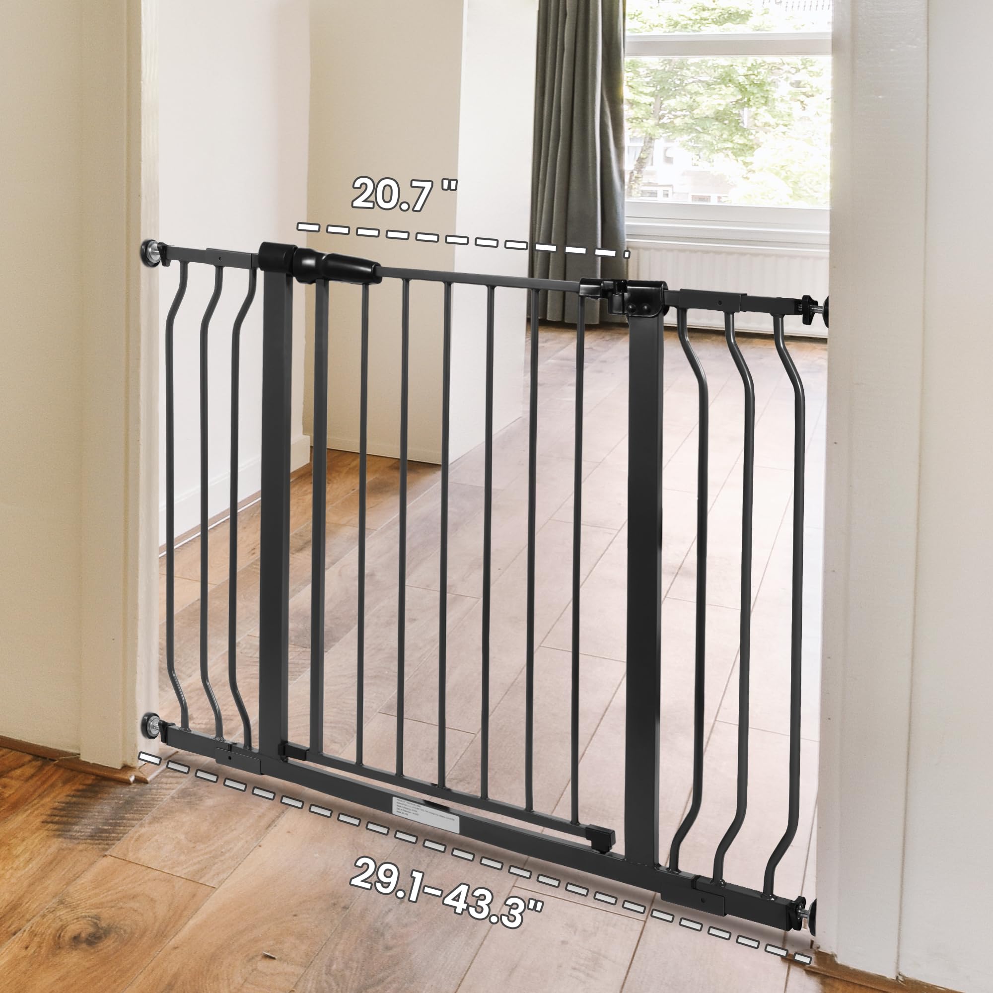 ELEVON Baby Gate for Stairs Doorways, Safety Pet Gate with Auto-Close/Hold-Open Features, Fits Openings 29.1    to 43.3   , 30