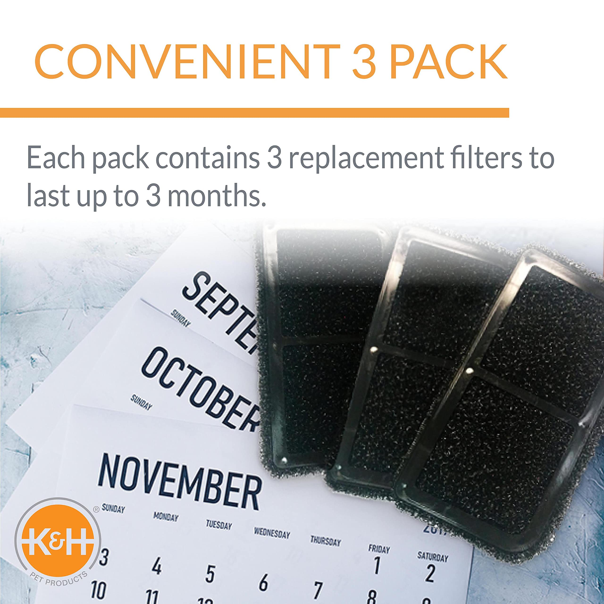 K&H Pet Products Cleanflow Filtered Pet Water Bowl Replacement Filter Black Small 3 Count (Pack Of 1)