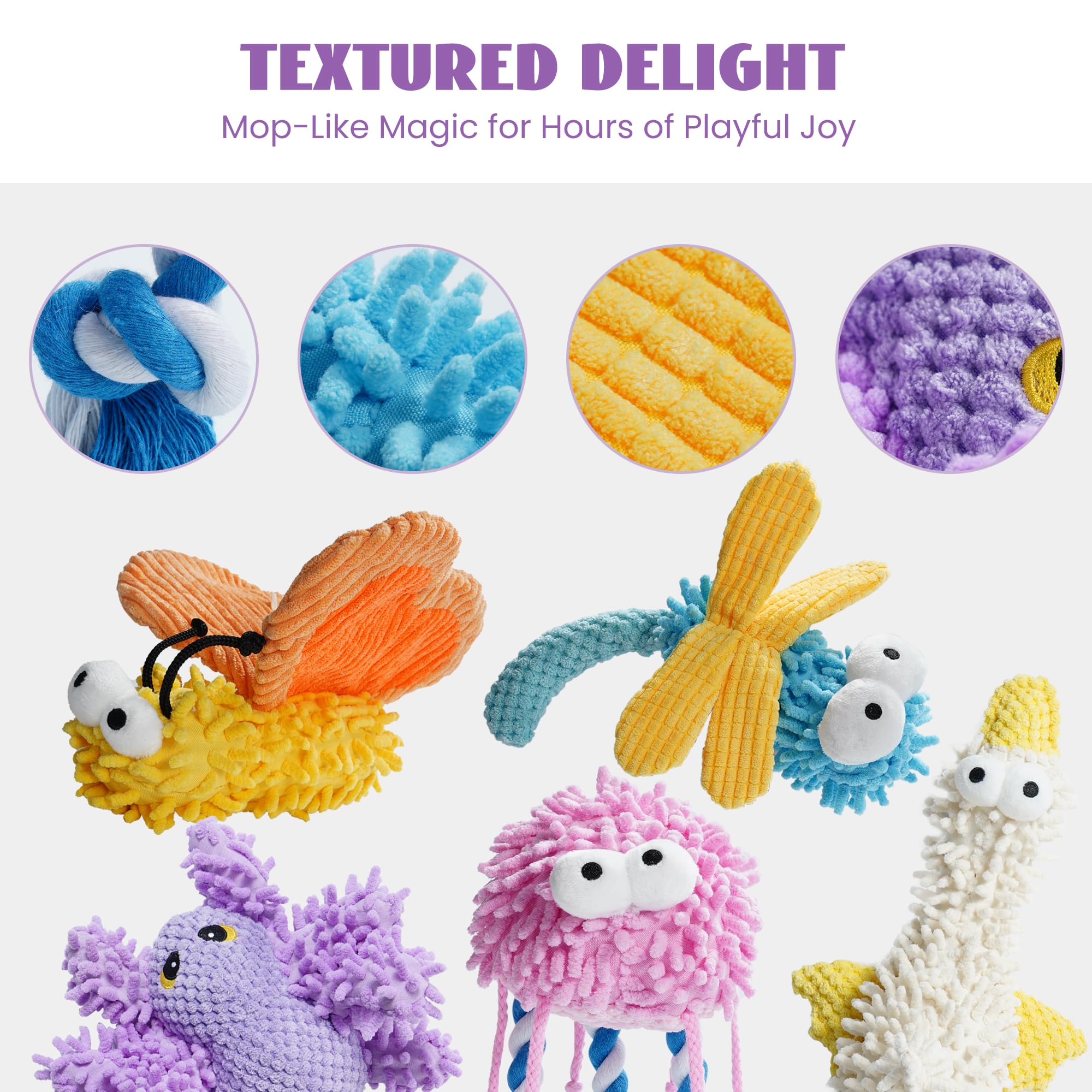 Nocciola Small Medium Large Dog Toys, Cute Soft Squeaky Crinkle Plush Stuffed Durable Pet Teething Animal Chew Toys For Small To