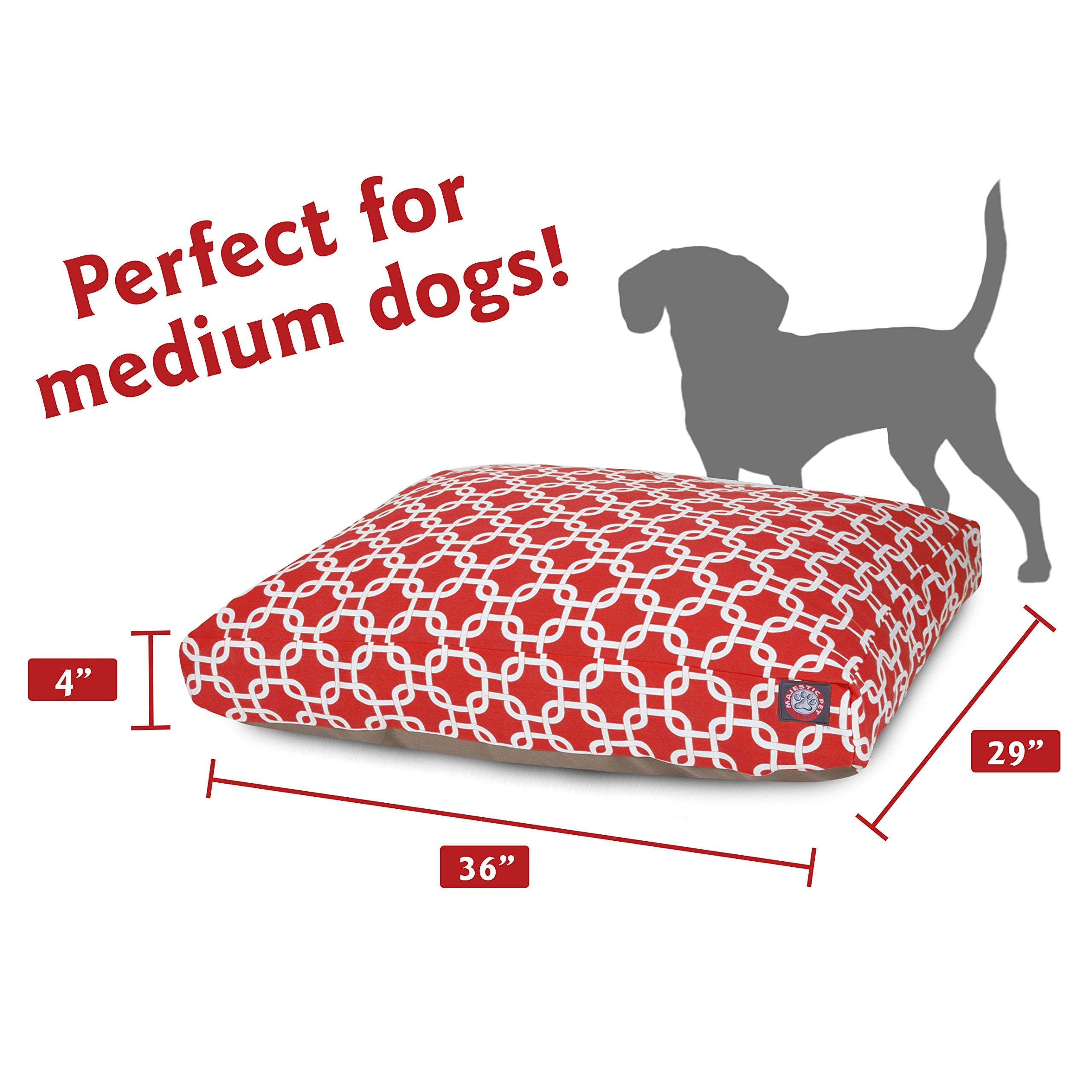 Red Links Medium Rectangle Indoor Outdoor Pet Dog Bed With Removable Washable Cover By Majestic Pet Products