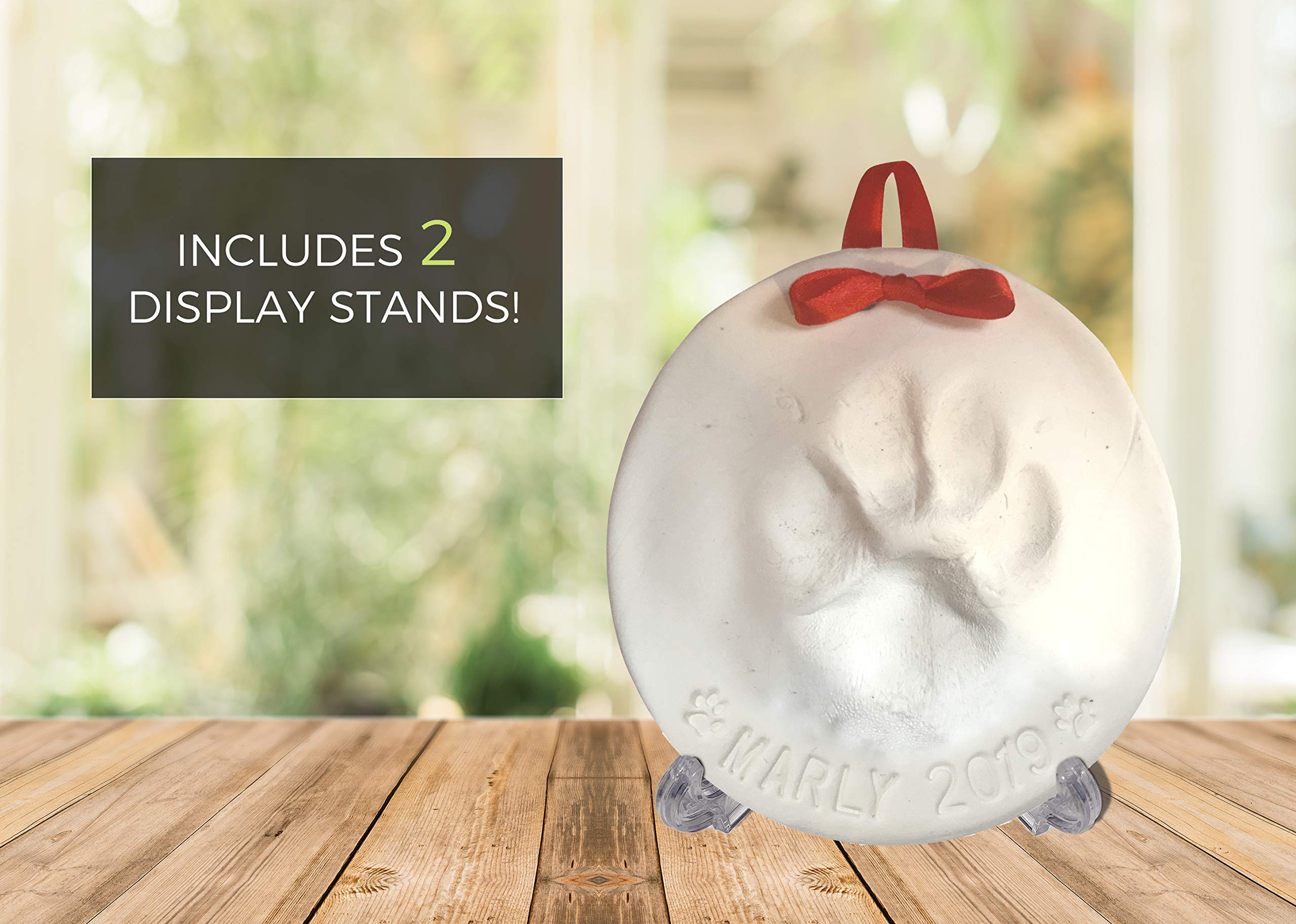 Ultimate Pawprint Keepsake Kit (Makes 2) - Paw Print Christmas Ornament W/ Bonus Personalization Tool & Display Stands! For Dogs