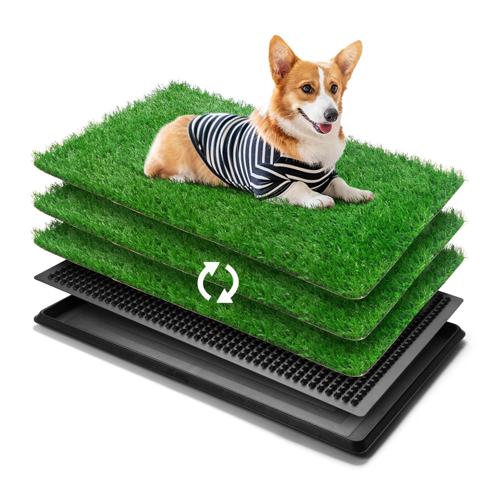 Generic 30'' X 20'' Dog Grass Pad With Tray, 3-Piece Washable Artificial Grass Pee Pad For Dogs, Large Indoor/Outdoor Pet Toilet