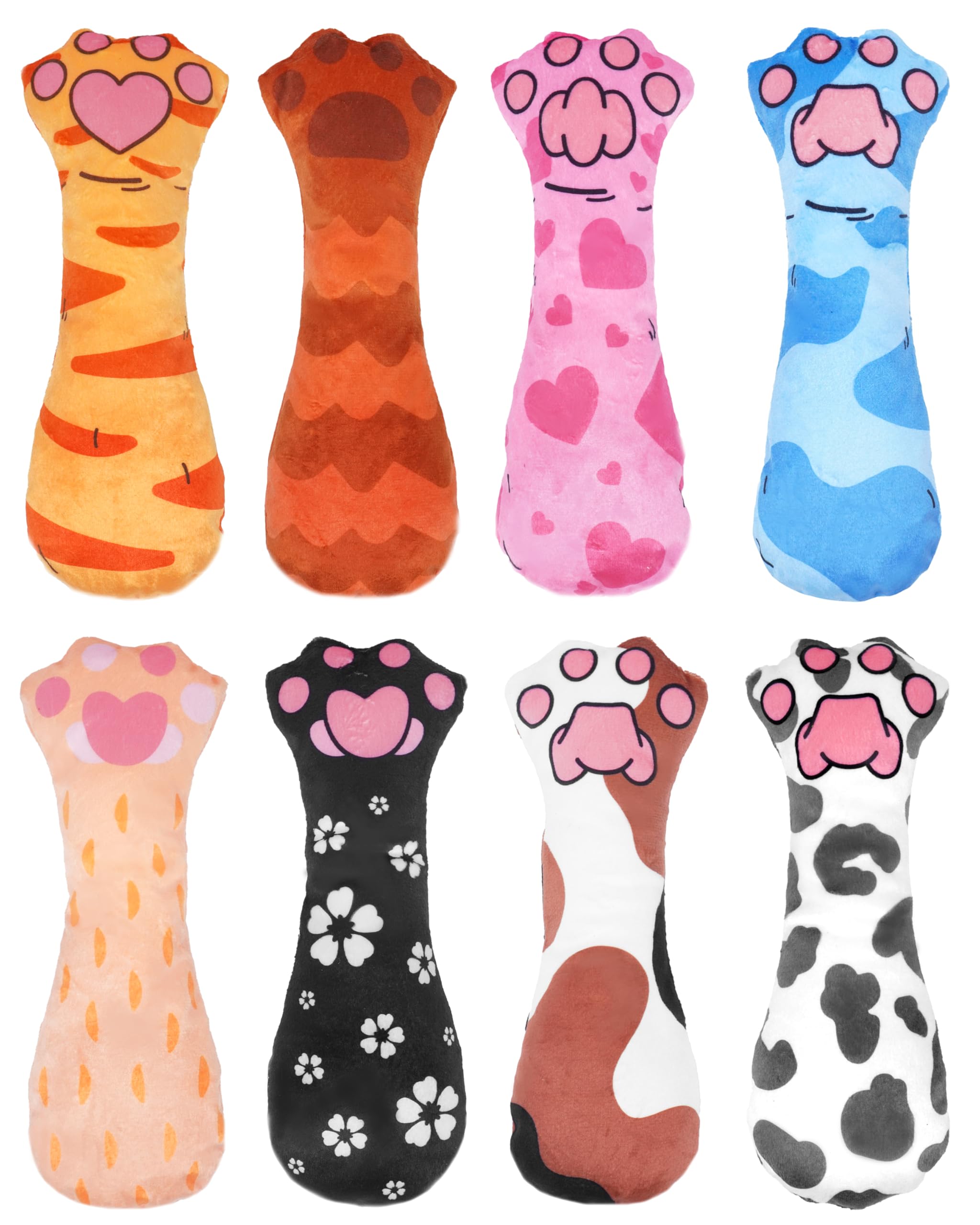 Pet Show 8 Pack Cat Kicker Toys With Catnip Crinkle Sound Toys For Indoor Cats Colorful Stuffed Kitten Paw Shape Natural Interac