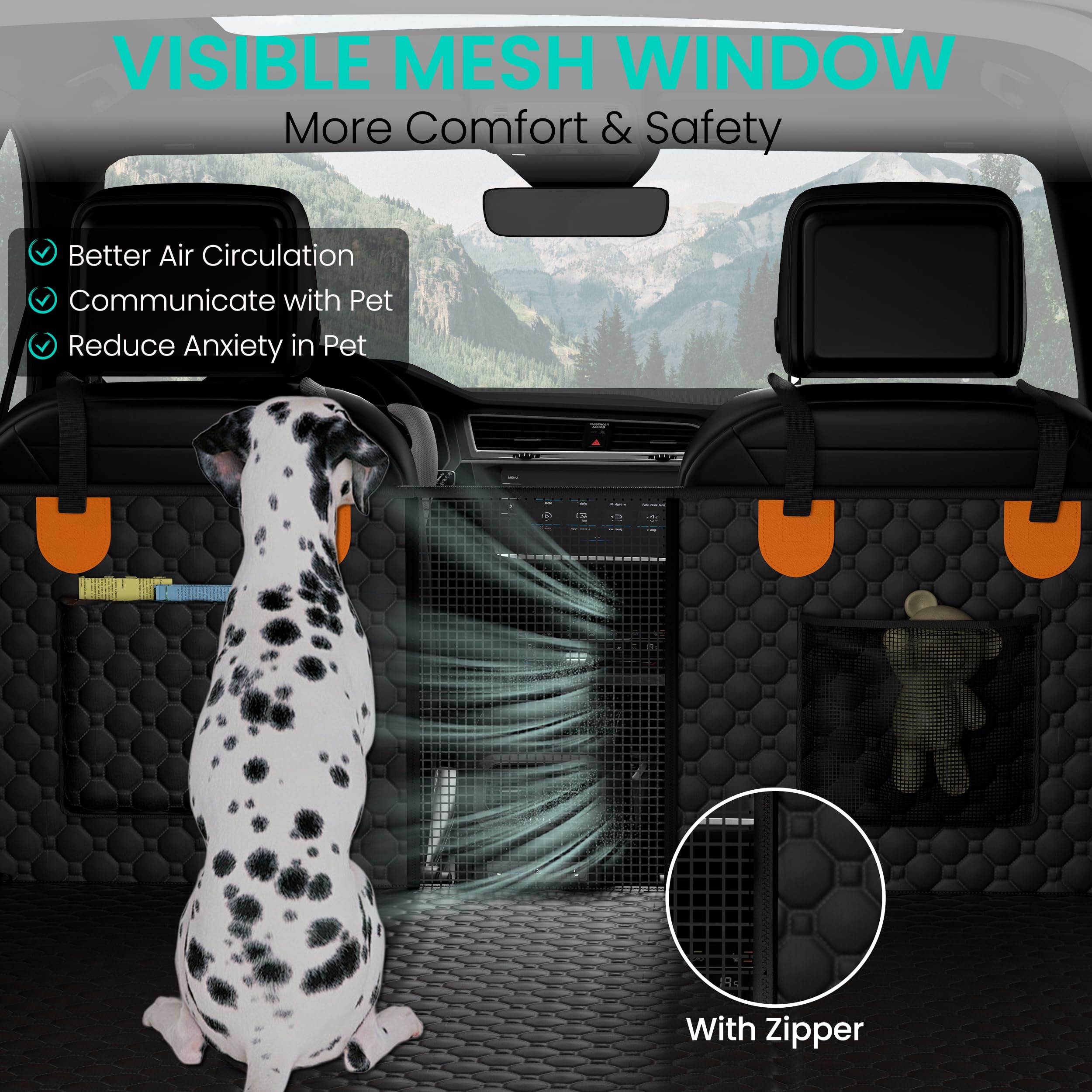 Sangoodier Dog Car Seat Cover For Back Seat, Hard Bottom Back Seat Extender For Dogs, Waterproof Dog Hammock For Truck Support T