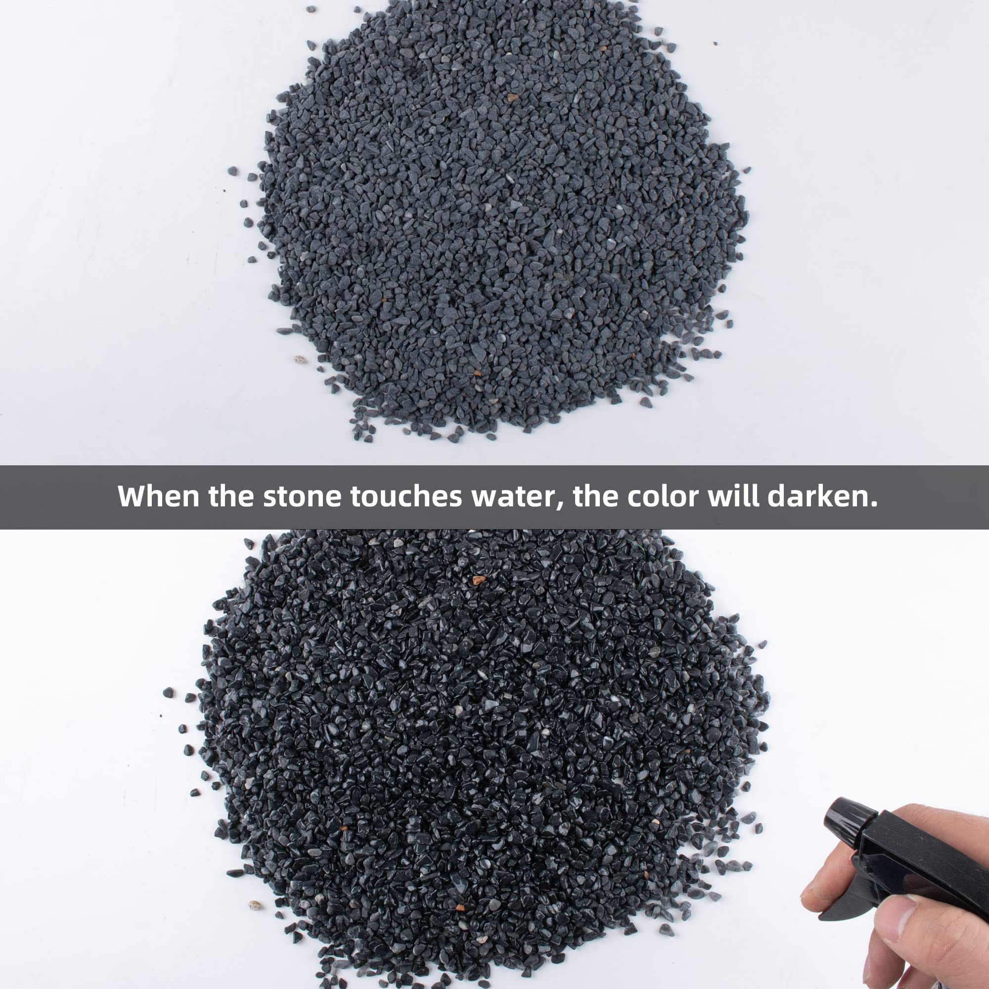 18lb Black Cactus Pea Gravel Rocks,1/4 Inch Pebbles for Indoor Plants, Natural Succulent Rock and River Rocks Decorative for Aqu