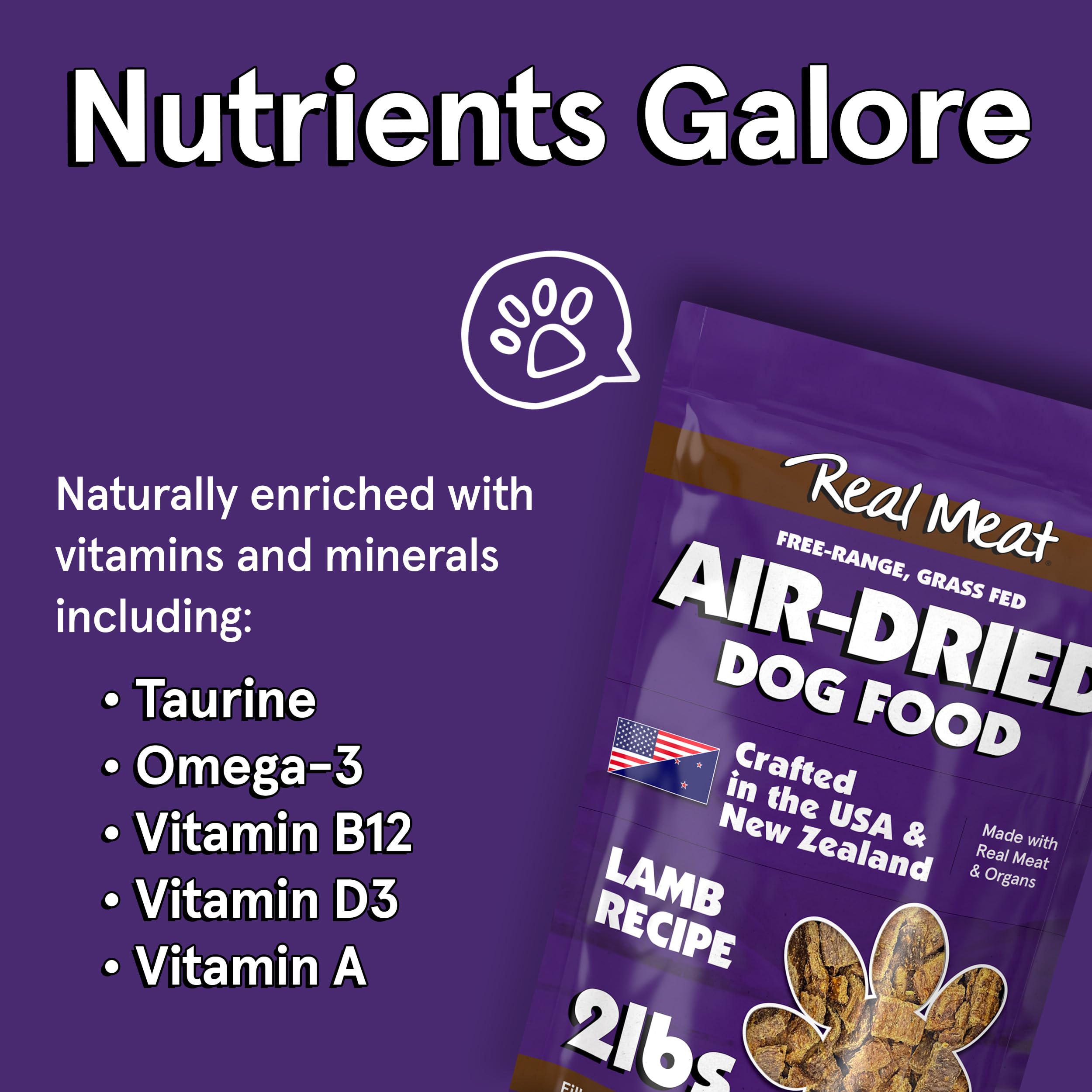 TRMC Real Meat Air Dried Dog Food with Lamb - 8lbs, Grain-Free, High Protein, USA-Crafted, Hormone-Free